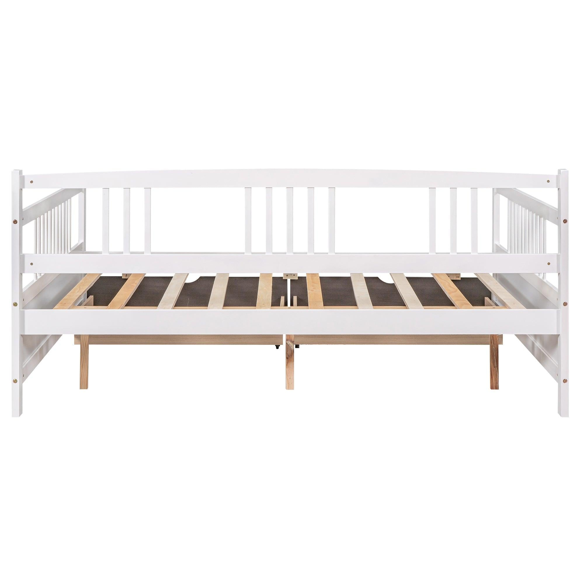 Twin Size Daybed Wood Bed with Two Drawers,White