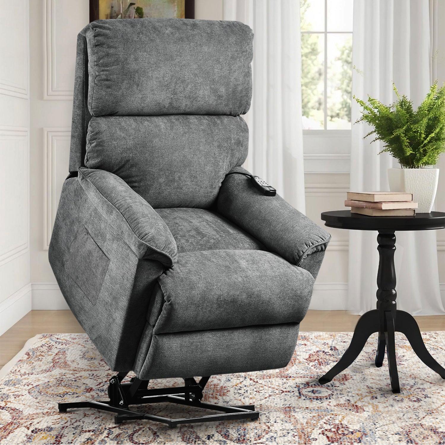 Power Lift Chair with Massage and Heating Function Soft Fabric Upholstery Recliner for Living Room image