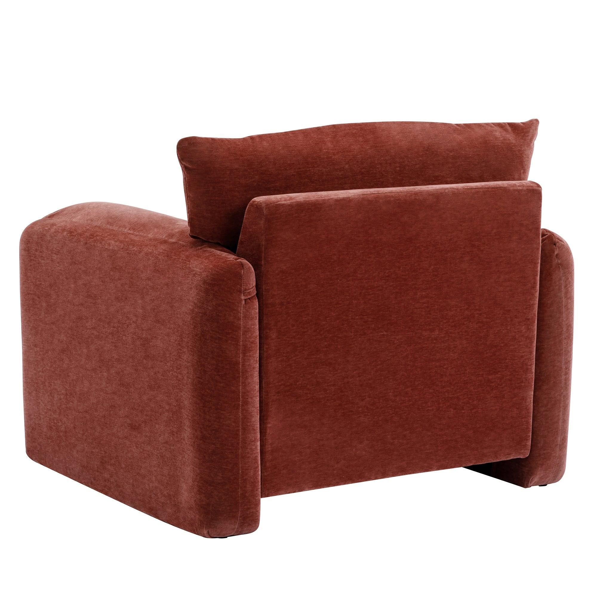 Modern Style Chenille Oversized Armchair Accent Chair Single Sofa Lounge Chair 38.6''W for Living Room, Bedroom, Claret Red