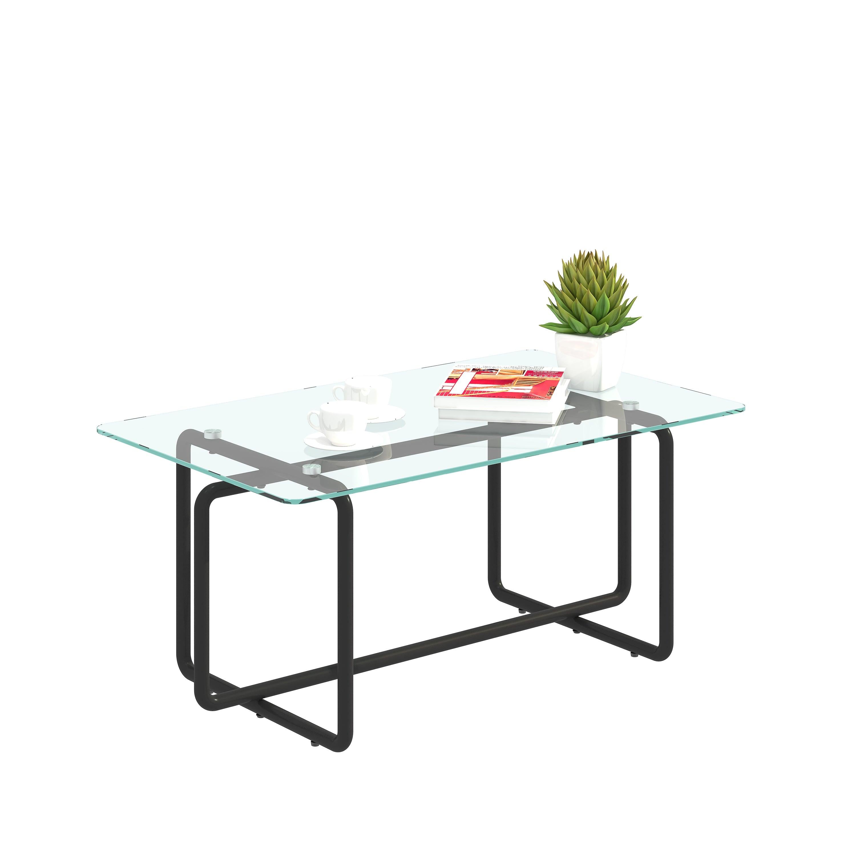 Modern Tempered Glass Tea Table Coffee Table, Table for Living Room,Transparent