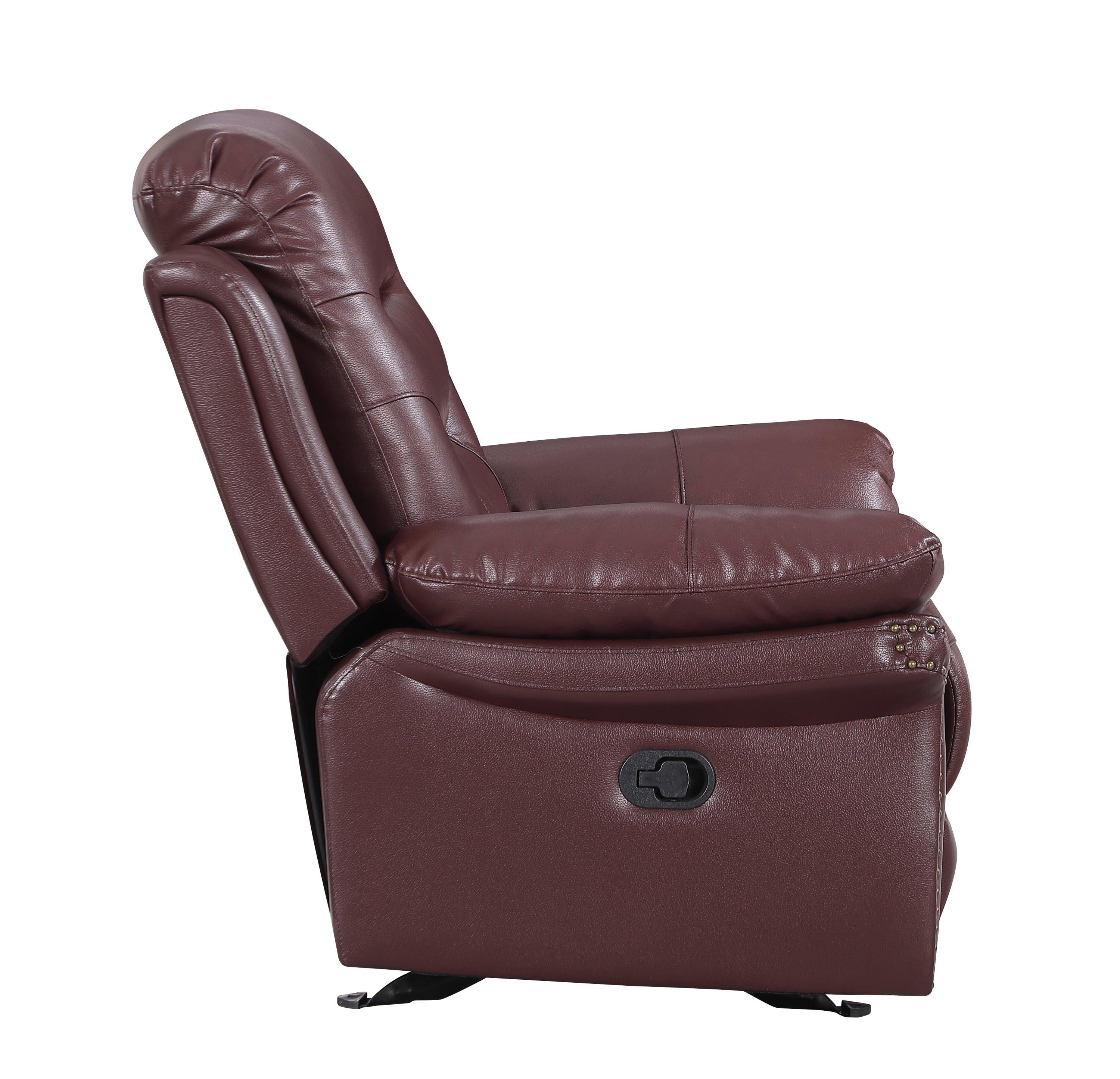 Global United  Leather Air Upholstered Reclining Sofa with Fiber Back