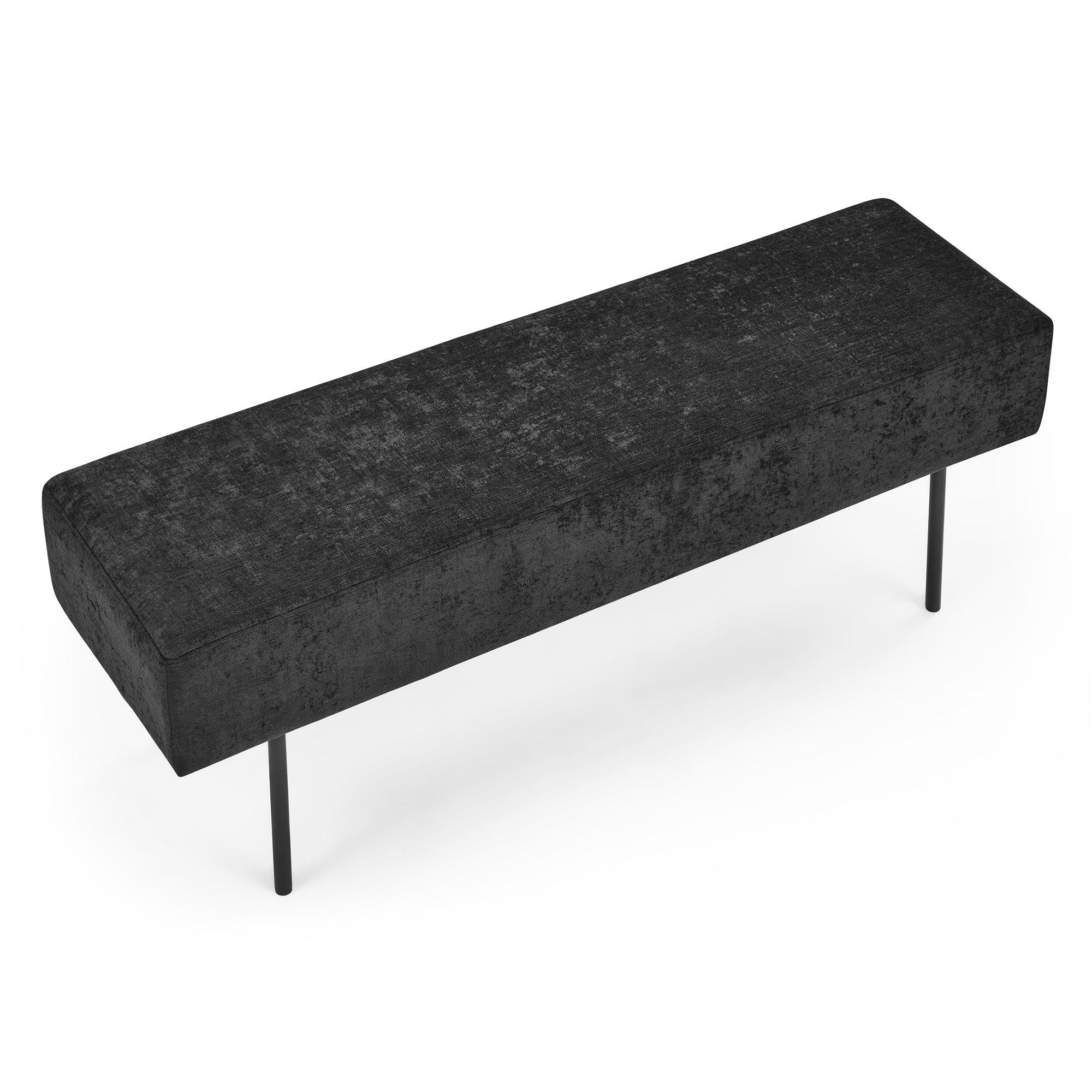 Contemporary Style Bedroom Chenille Upholstered Bench, Black,( 45'' x13''x 17''）