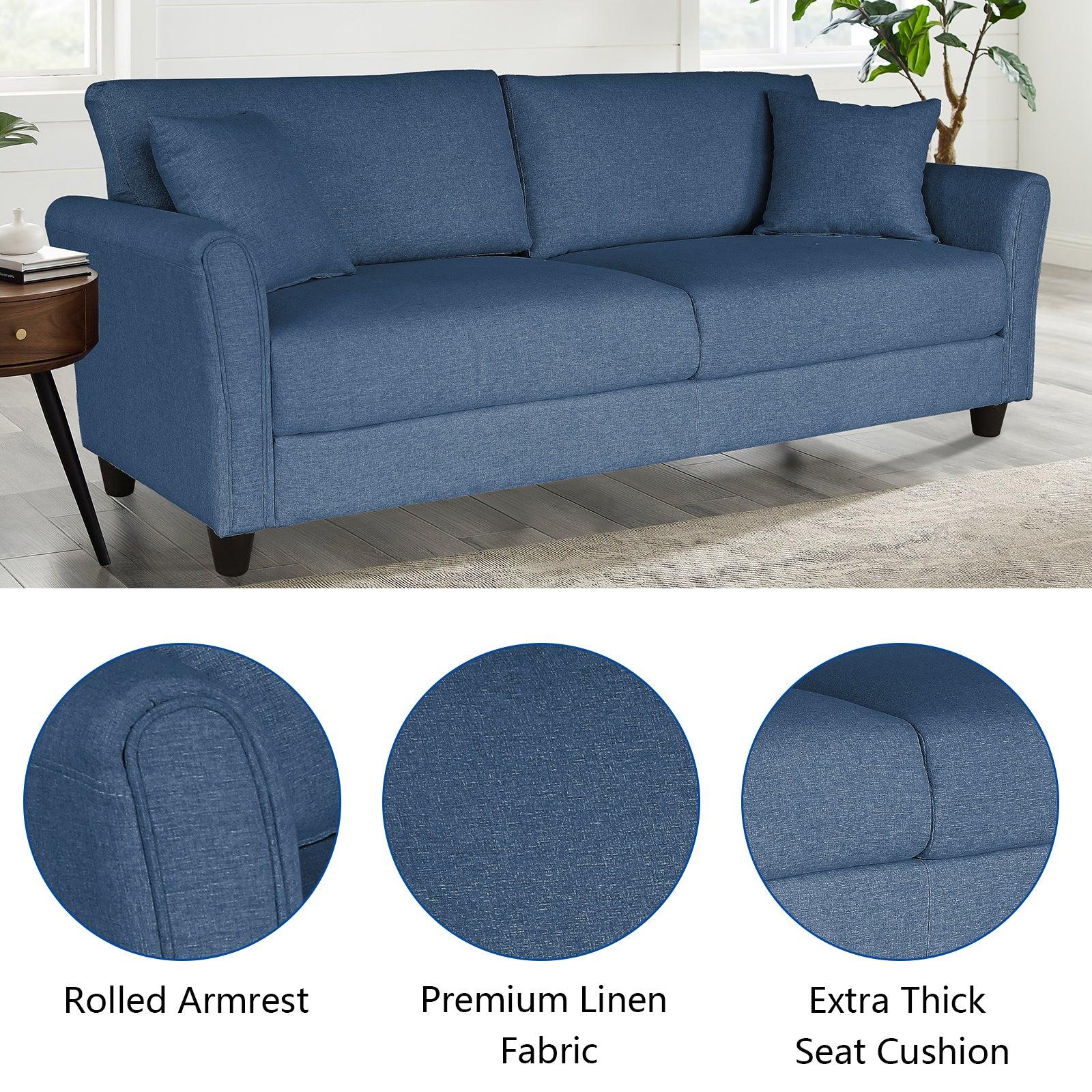 2042 Blue three-seat sofa, linen