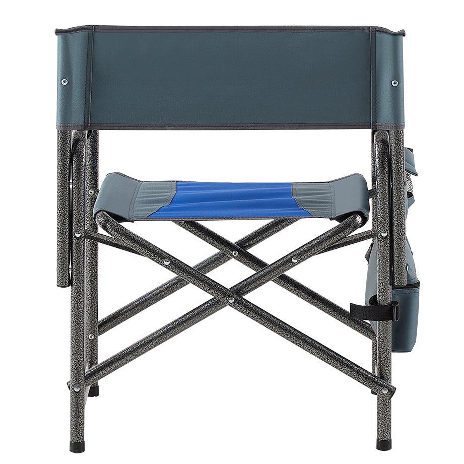 1-piece Padded Folding Outdoor Chair withStorage Pockets,Lightweight Oversized Directors Chair for indoor, Outdoor Camping, Picnics and Fishing,Blue/Grey