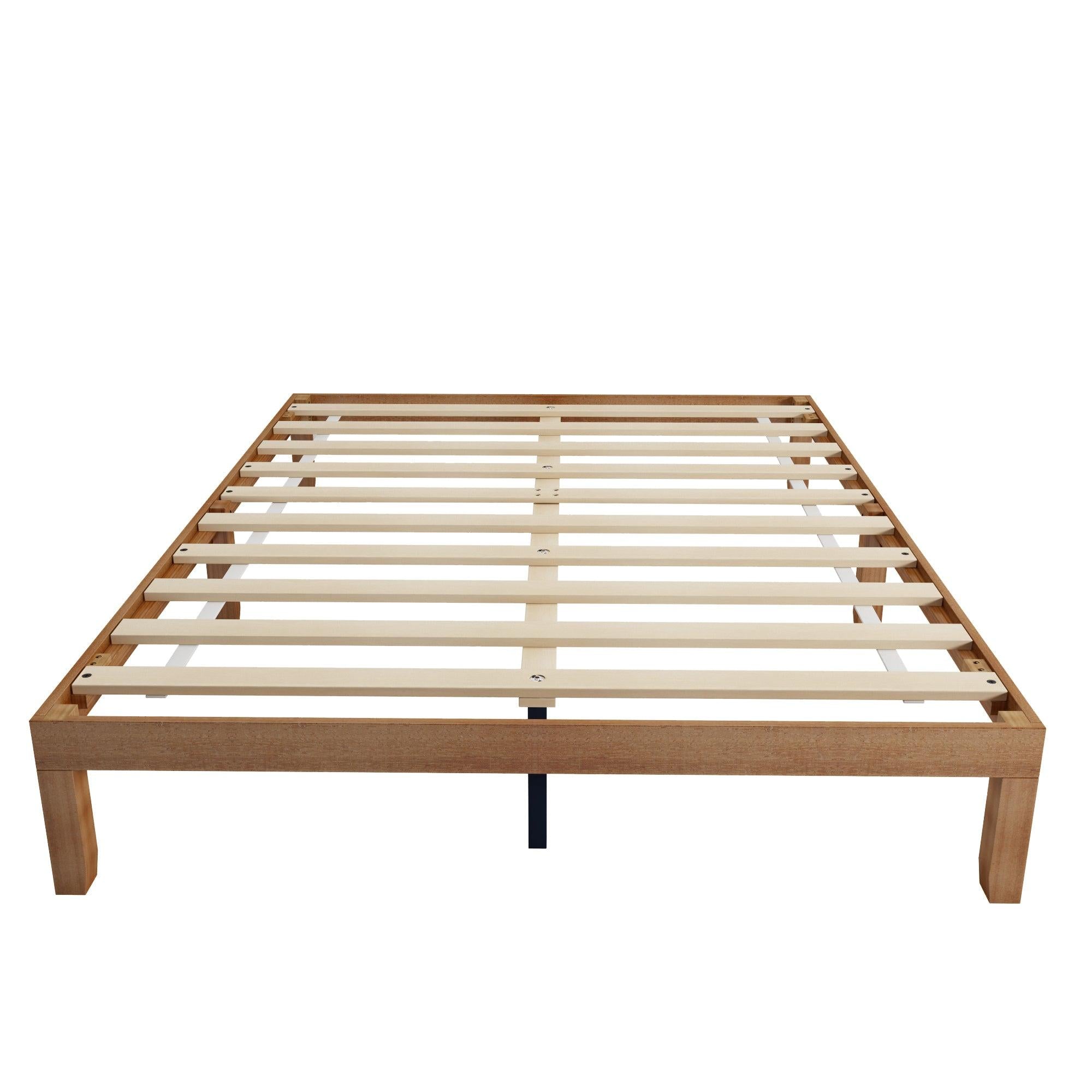 Queen Size Wood Platform Bed Frame,No Box Spring Needed,Strong Wood Slat Support,  Easy Assembly