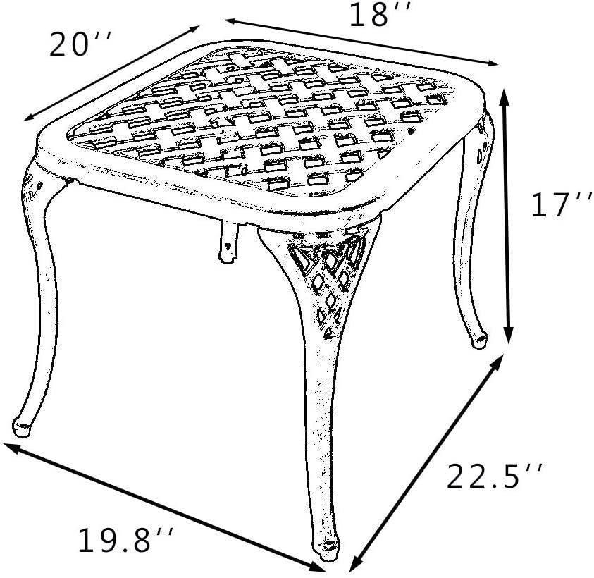 Patio End Table, Outdoor Side Table Cast Aluminum Metal Furniture - Bronze