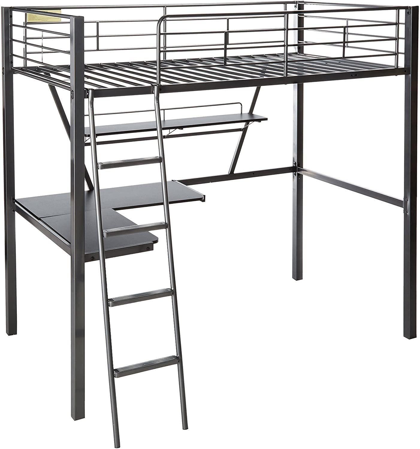 ACME Senon Loft Bed & Desk in Silver & Black 37275 image