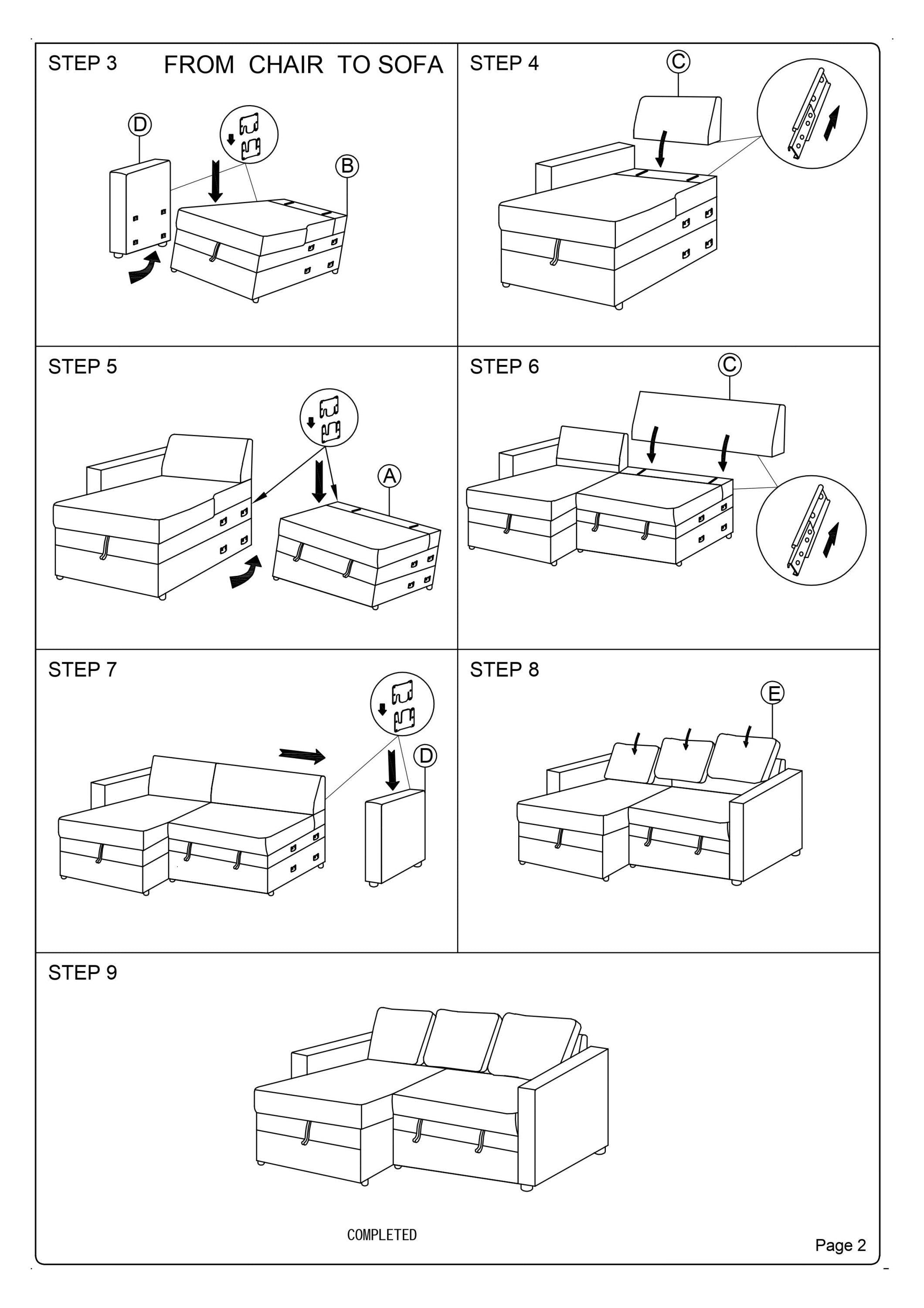 Living Room Furniture Convertible Sectional Blue Grey Color Polyfiber Reversible ChaiseStorage Sofa Pull Out bed Couch