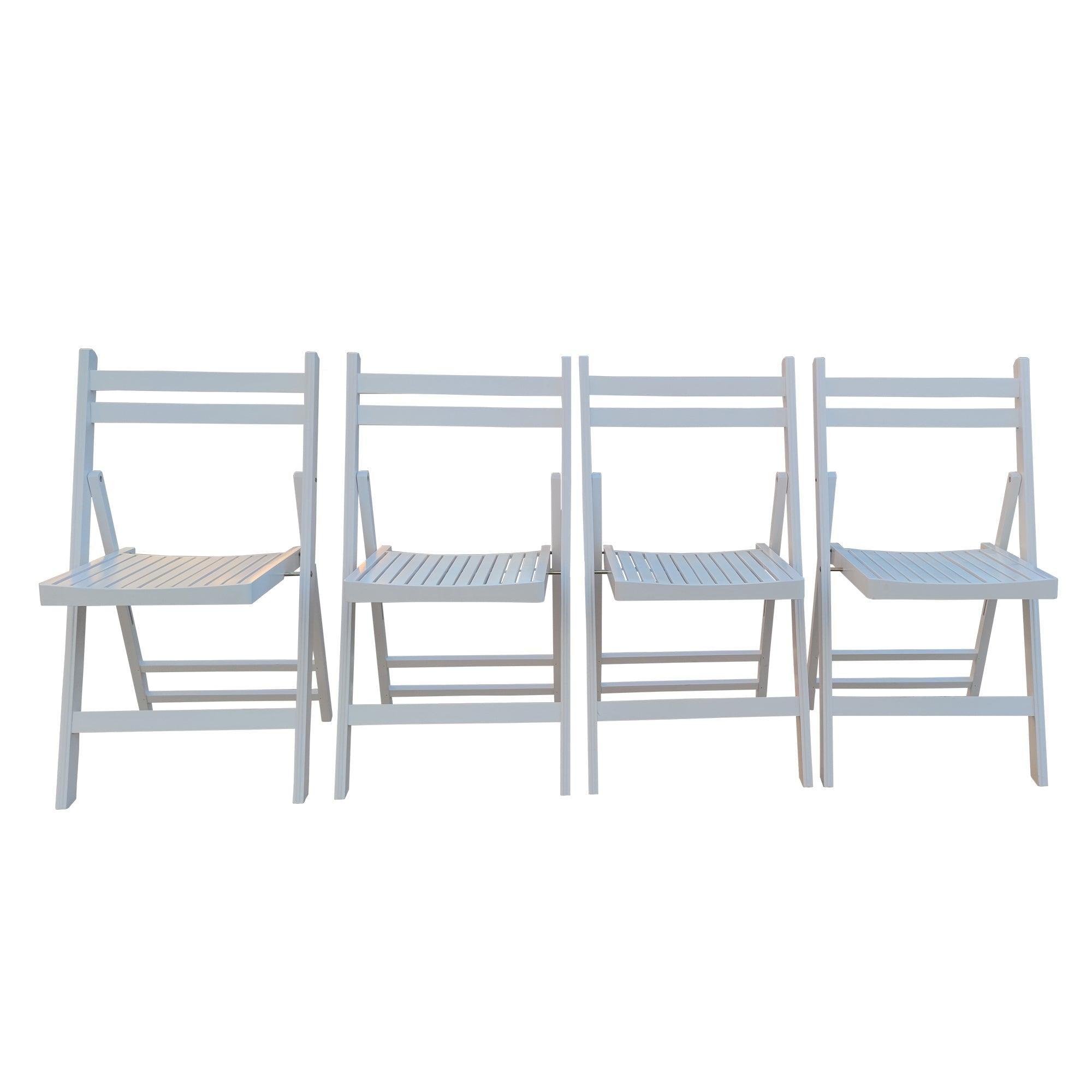 Furniture Slatted Wood Folding Special Event Chair - White, Set of 4 ，FOLDING CHAIR, FOLDABLE STYLE