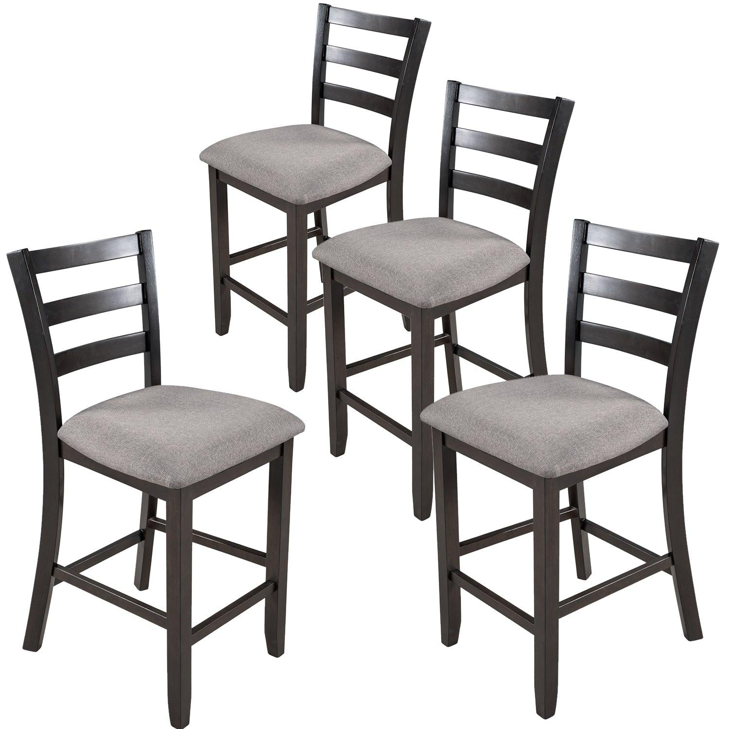 Set of 4 Wooden Counter Height Dining Chair with Padded Chairs, Espresso image