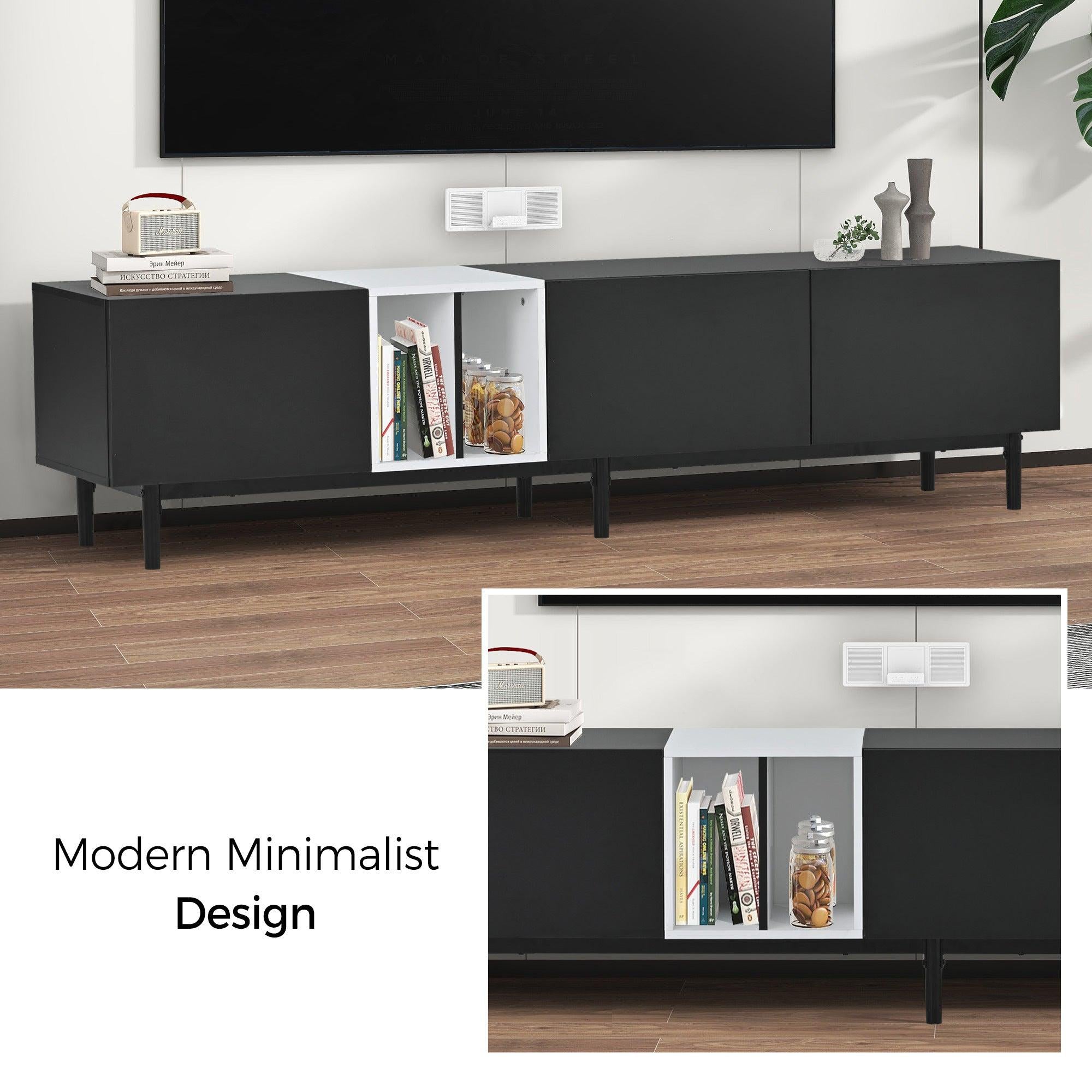 Modern TV Stand for 80’’ TV with 3 Doors, Media Console Table, Entertainment Center with LargeStorage Cabinet for Living Room, Bedroom