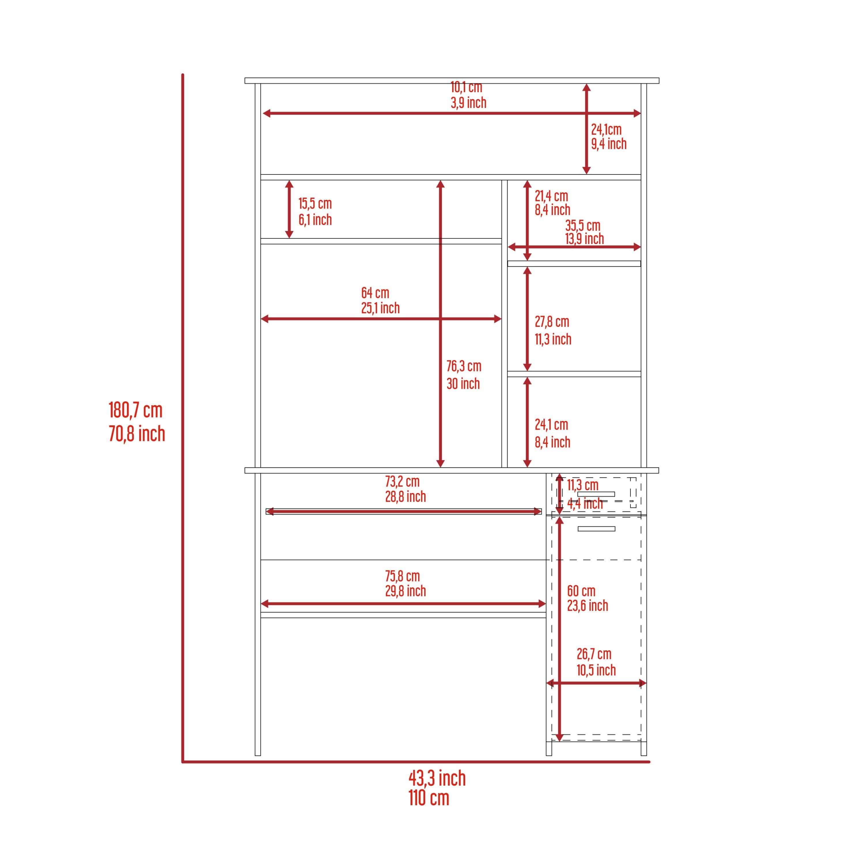 Aberdeen 2-Drawer 7-Shelf Computer Desk with Hutch Smokey Oak