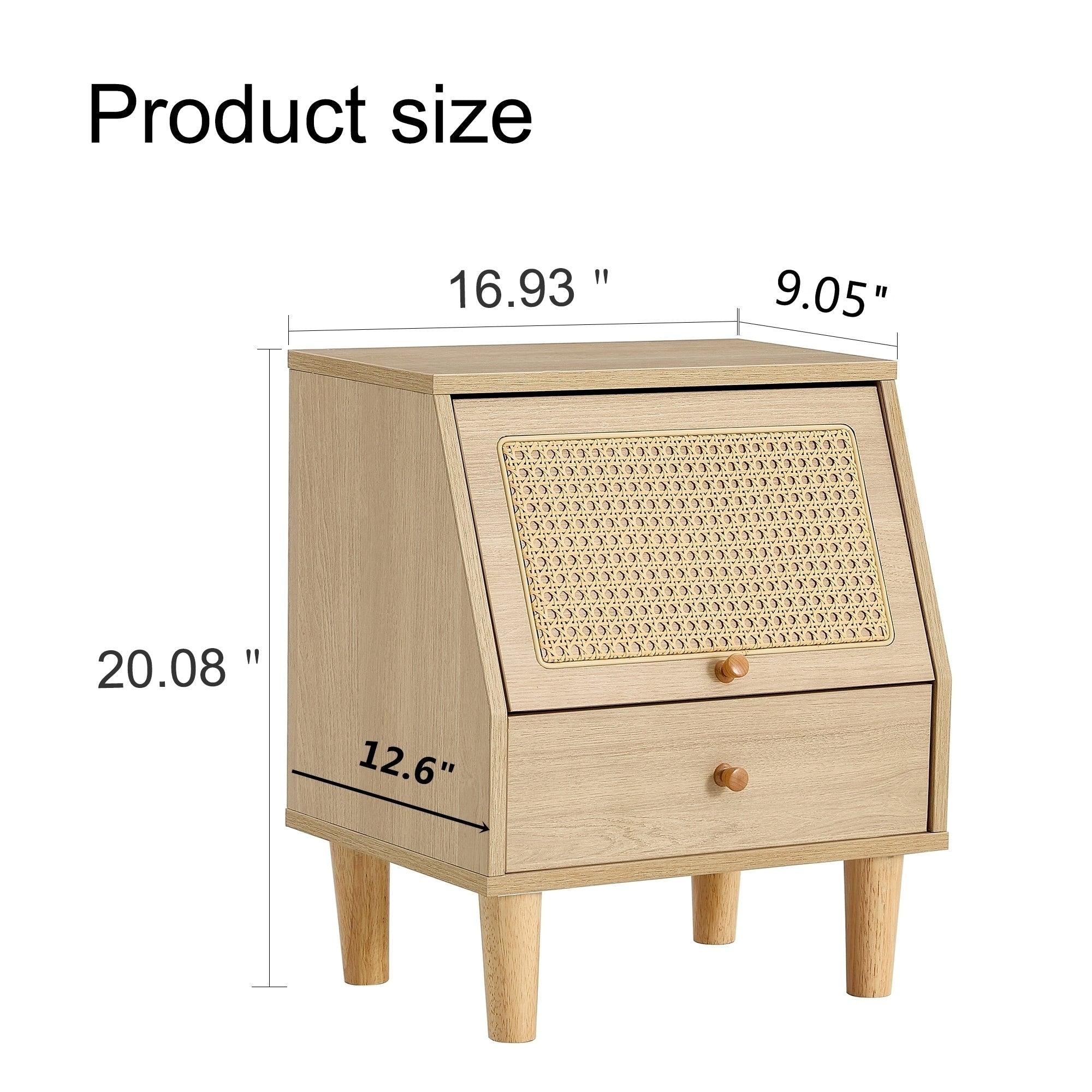 Modern simpleStorage cabinet MDF Board bedside cabinet Japanese rattan bedside cabinet Small household furniture bedside table.Applicable to dressing table in bedroom, porch, living room.2 Drawers