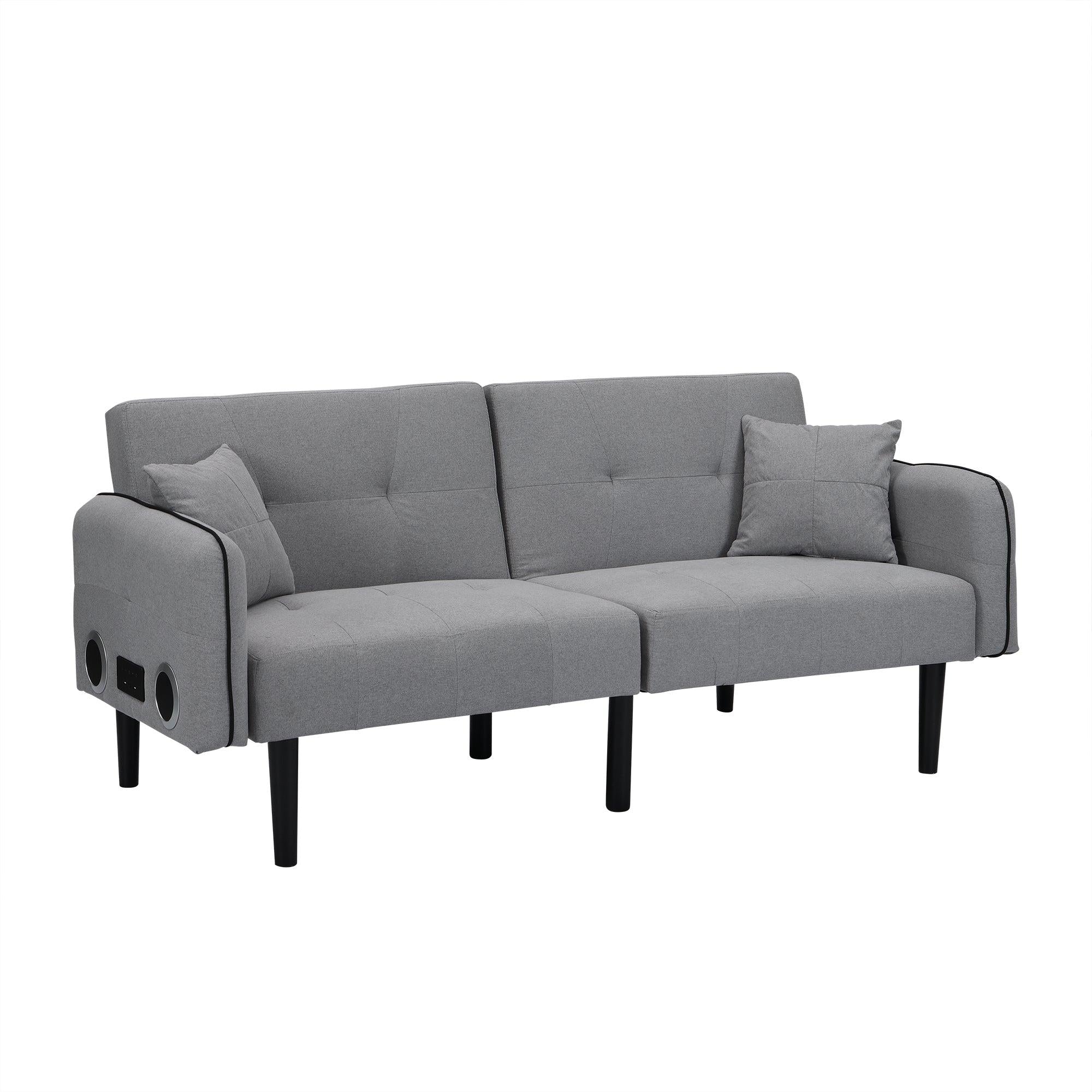 Folding Ottoman Sofa Bed with stereo（Gray）