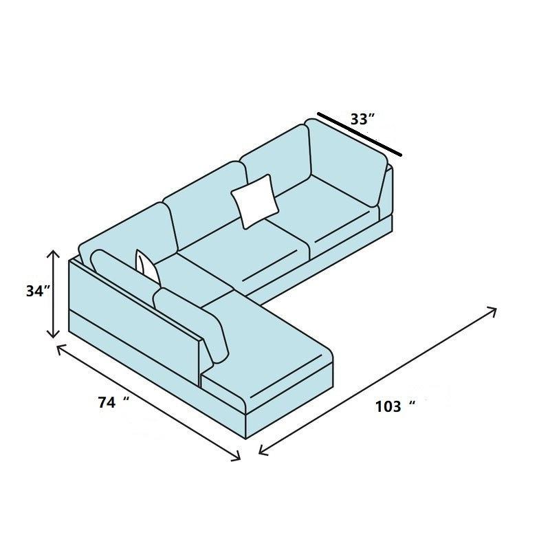 3 Piece Modular Sofa Set, (Black) Faux Leather Right Side Lounger with FreeStorage Footrest