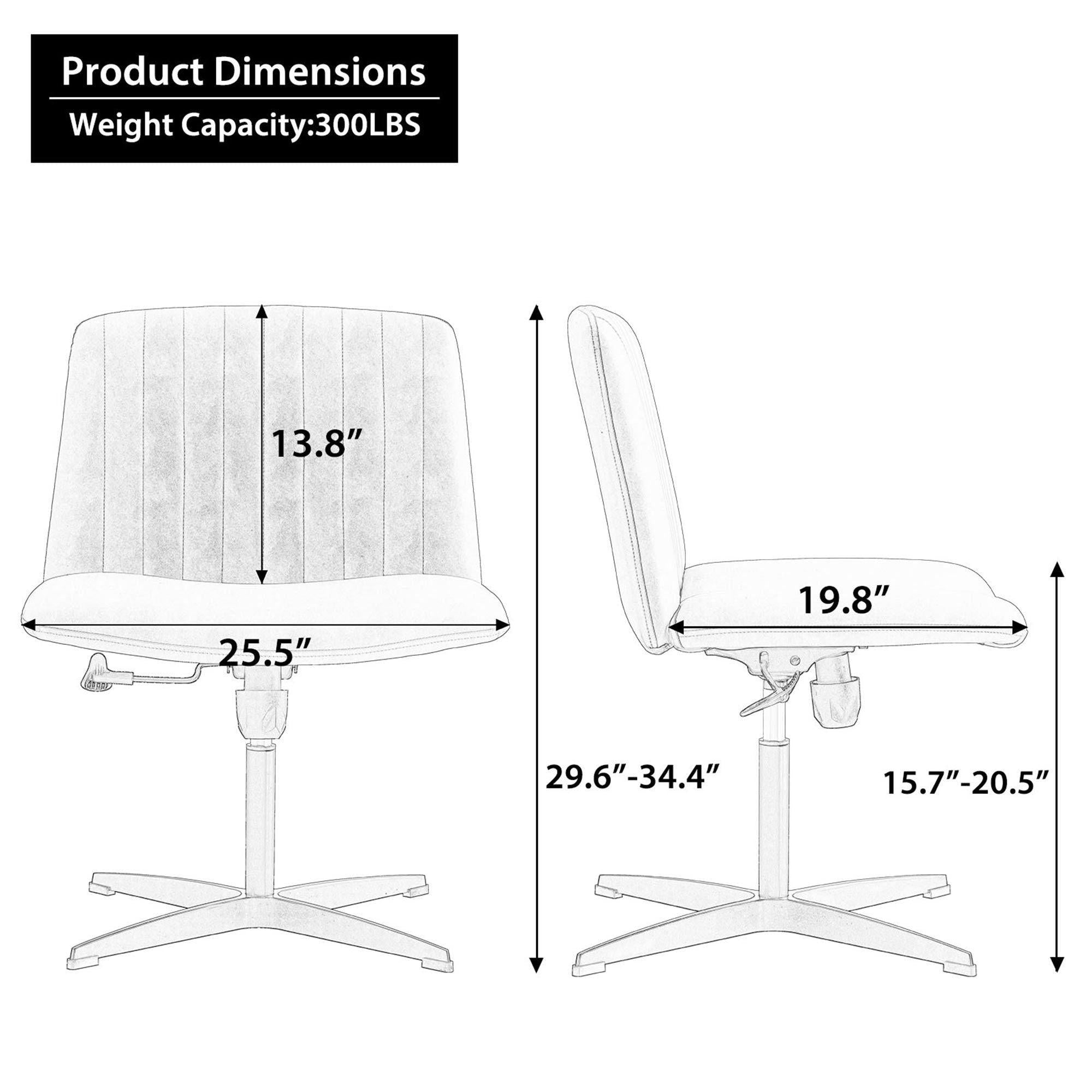 White High Grade Pu Material. Home Computer Chair Office Chair Adjustable 360 ° Swivel Cushion Chair With Black Foot Swivel Chair Makeup Chair Study Desk Chair. No Wheels