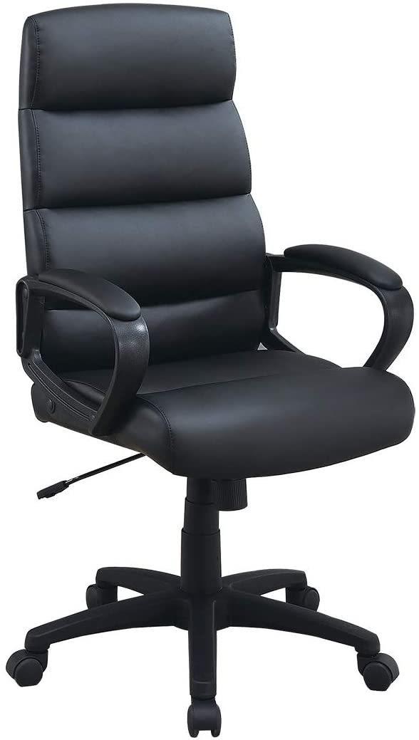 Black Faux leather Cushioned Upholstered 1pc Office Chair Adjustable Height Desk Chair Relax