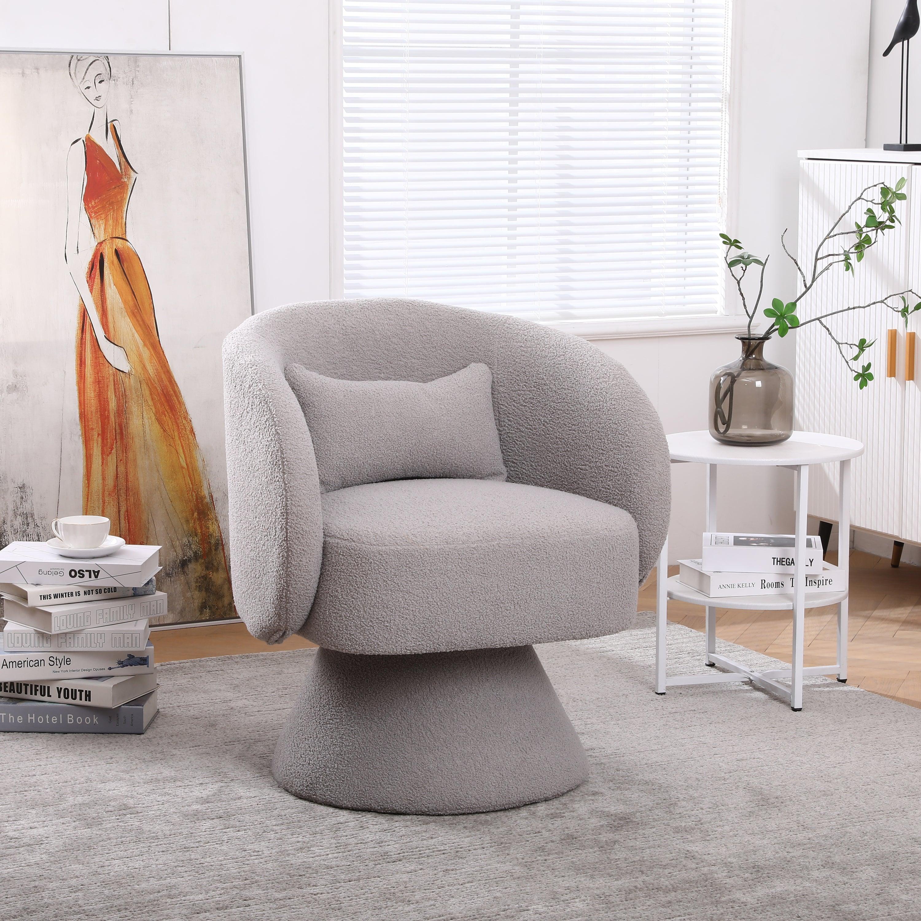 Swivel Accent Chair Armchair, Round Barrel Chair in Fabric for Living Room Bedroom(Grey) image