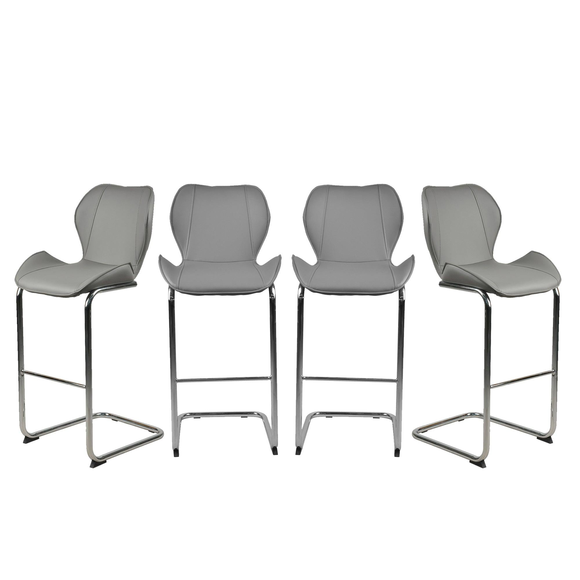 Bar chairModern design for dining and kitchen barstool with metal legs set of 4 (Grey)