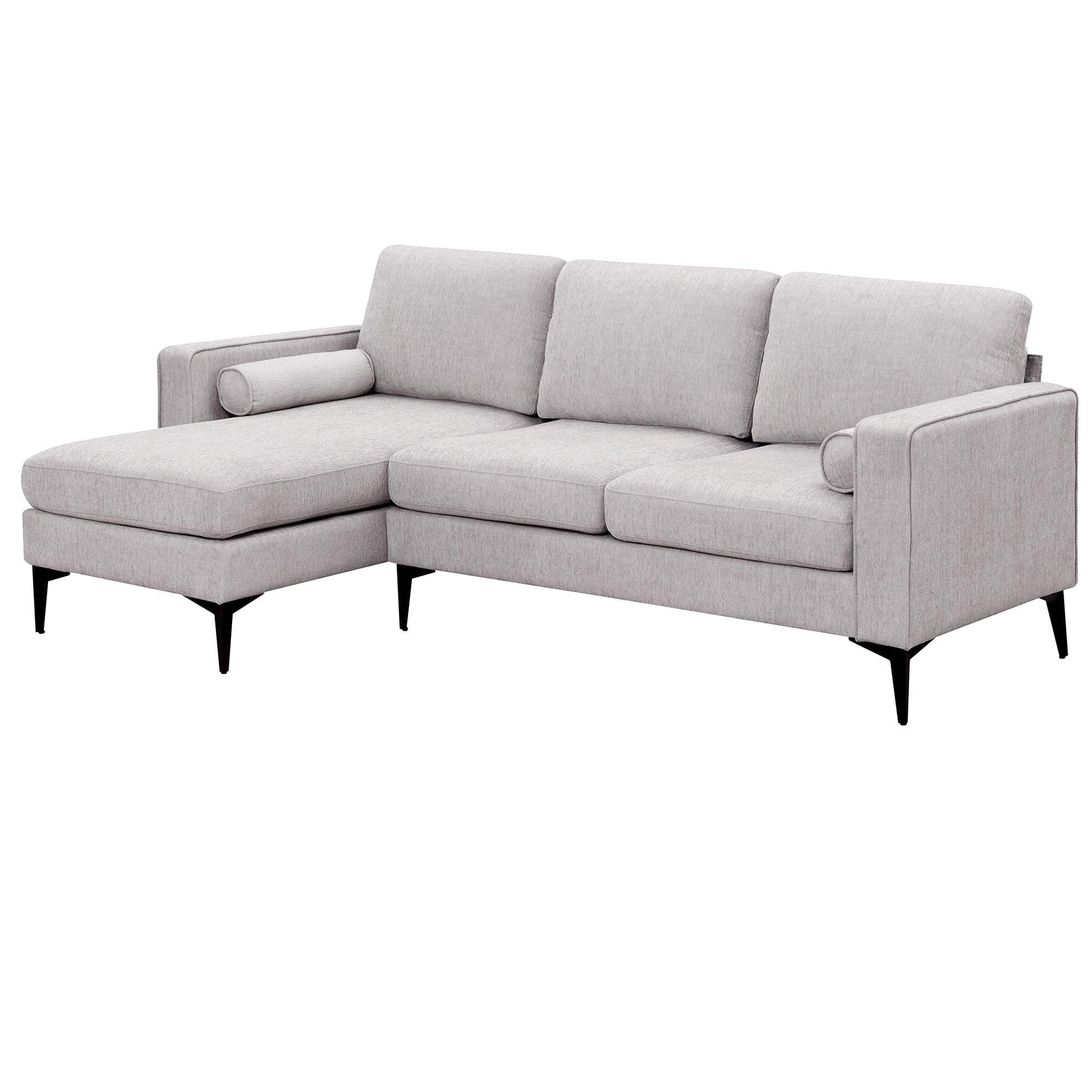 86" Convertible Sectional Sofa,Modern Chenille Fabric Sectional Sofa,  L-Shaped Couch 3-Seat Sofa Sectional with Reversible Chaise (2 Pillows)