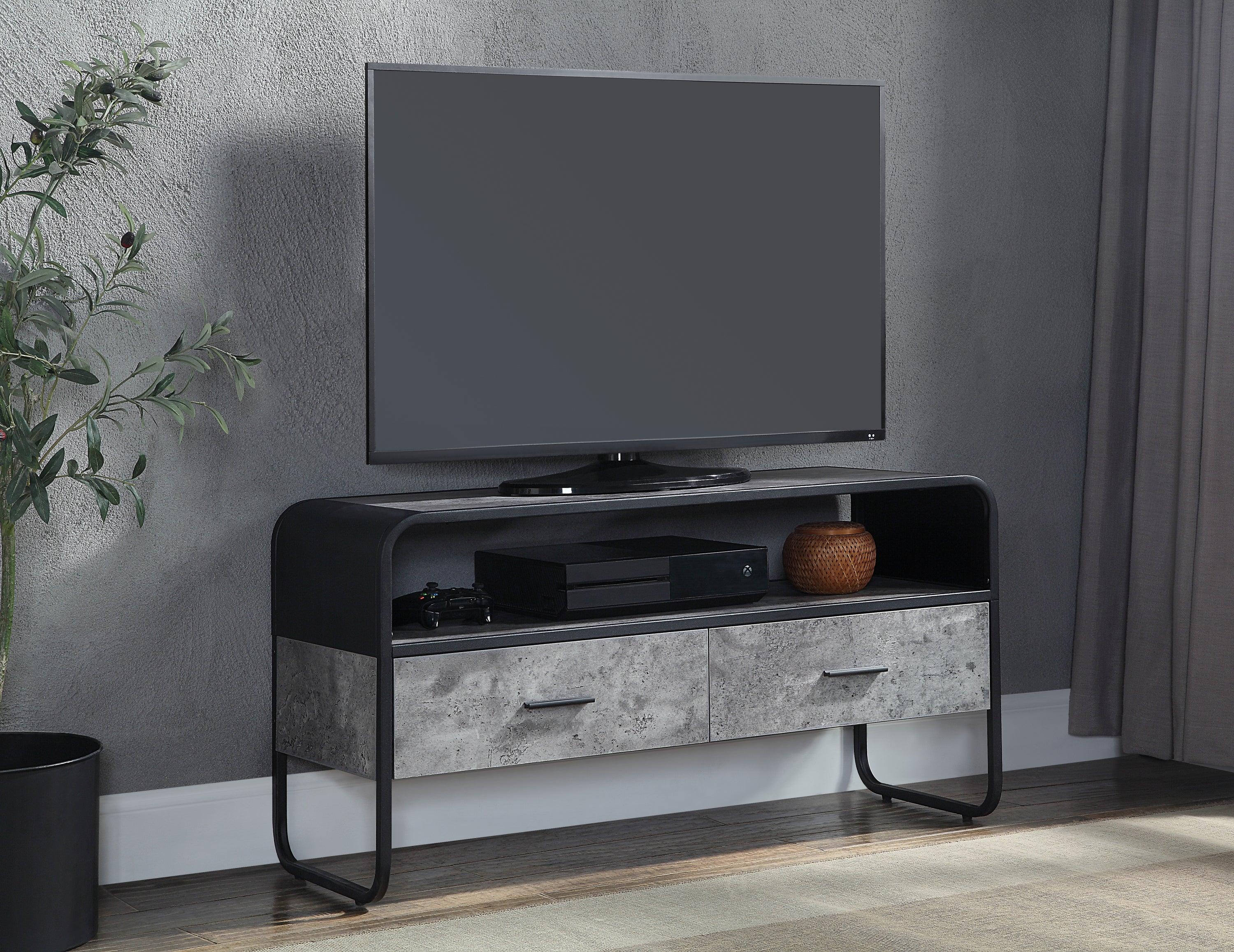 ACME Raziela TV Stand, Concrete Gray & Black Finish LV01143 image