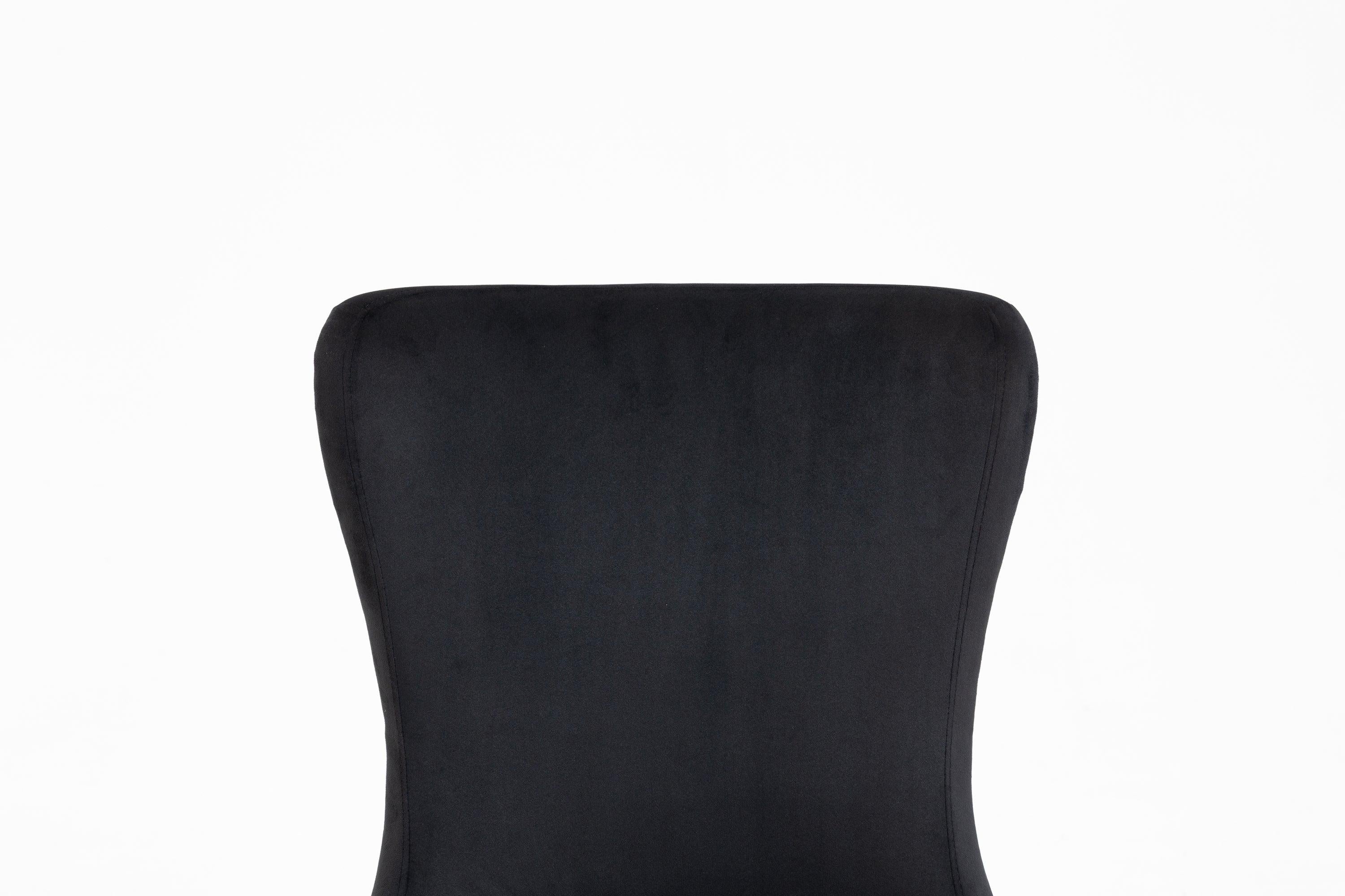 Set of 2 Velvet Upholstered Dining chair with Designed Back and Nailhead trim and Solid Wood Legs BLACK