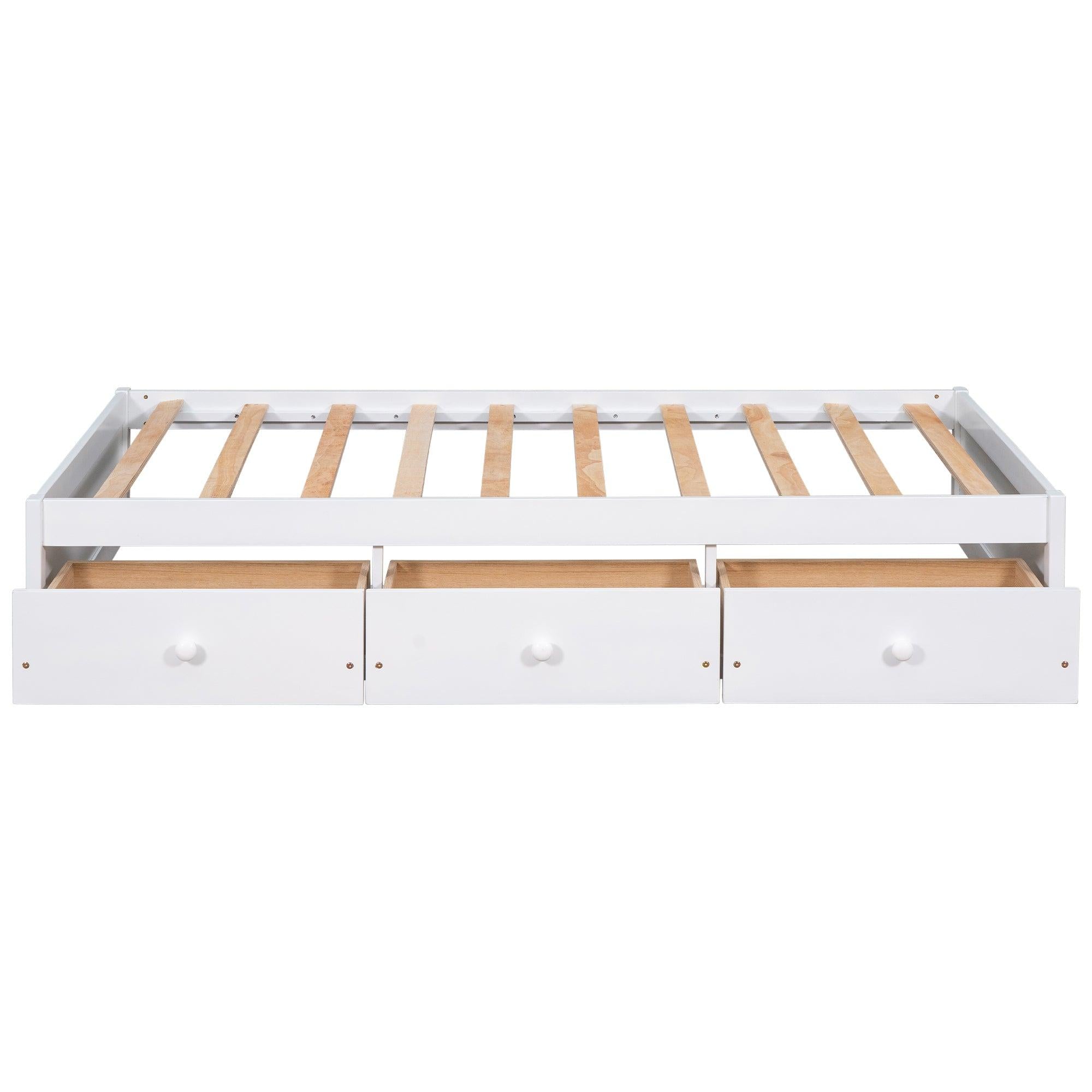 Twin Size PlatformStorage Bed with 3 Drawers,White