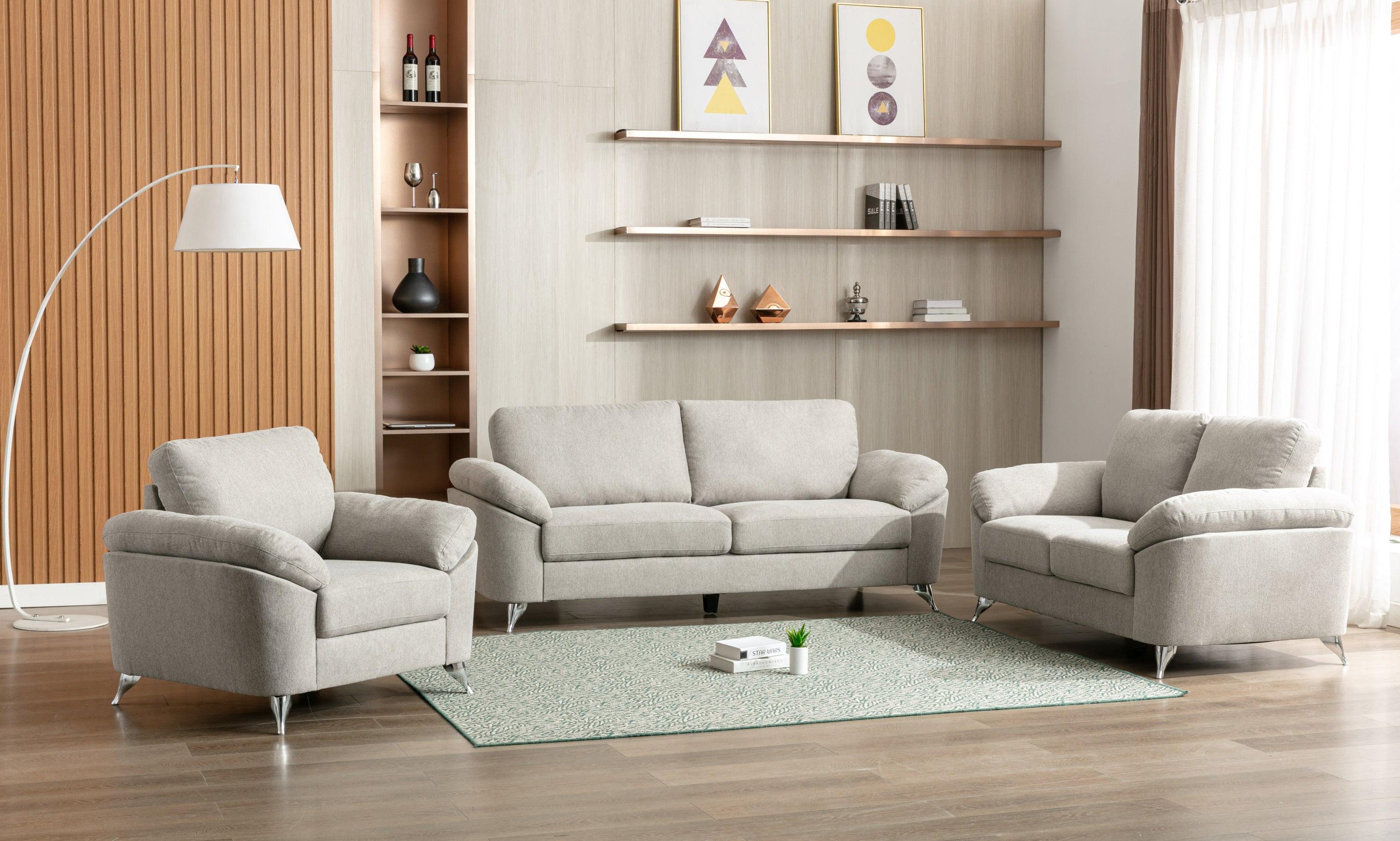 Contemporary Living Room 1pc Gray Color Sofa with Metal Legs Plywood Casual Style Furniture