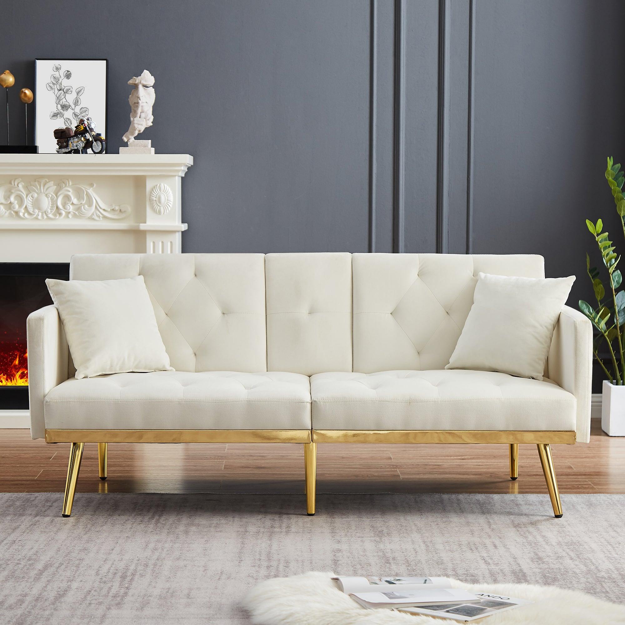 Cream White VELVET SOFA BED image