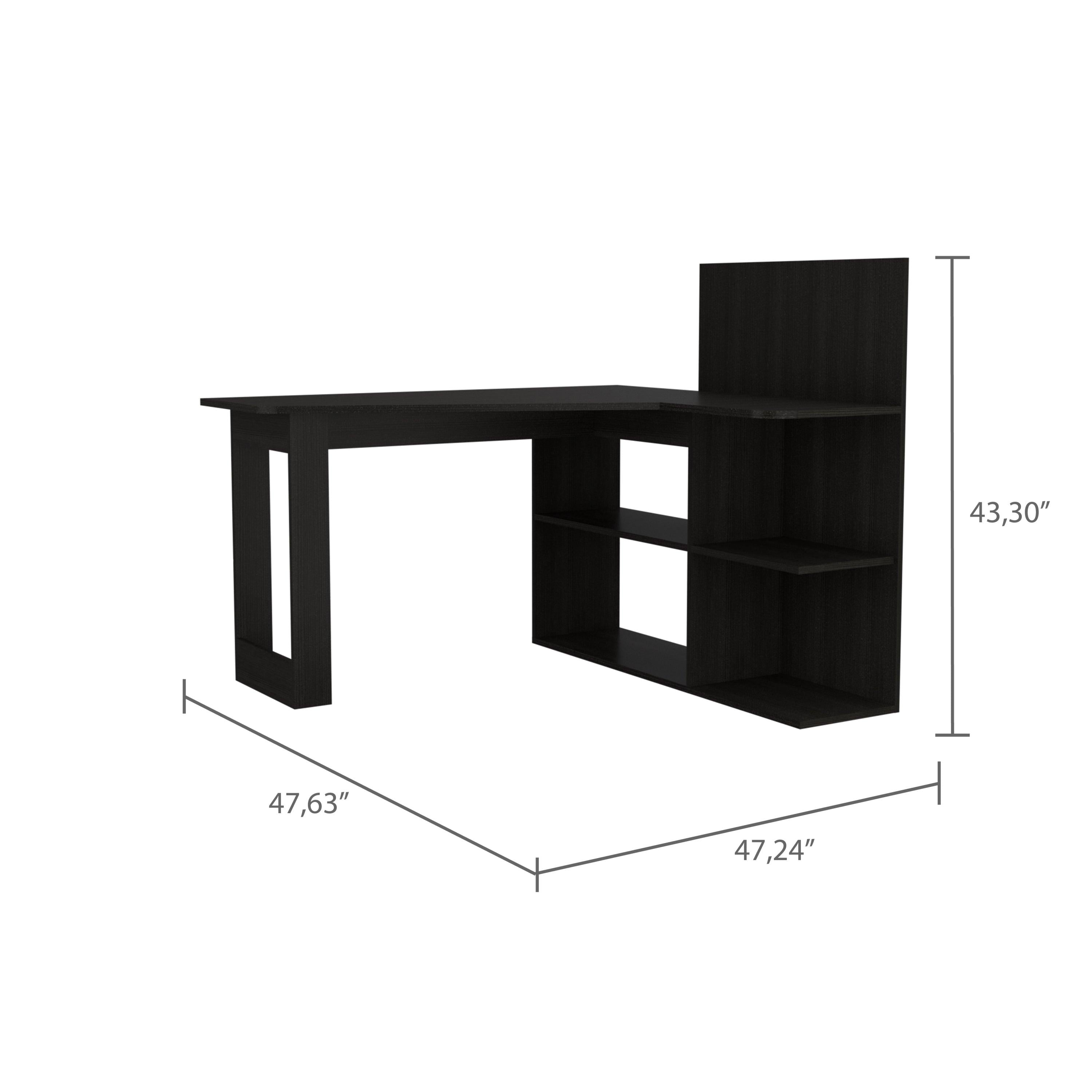 Fairfield 4-Shelf L-Shaped Computer Desk Black Wengue