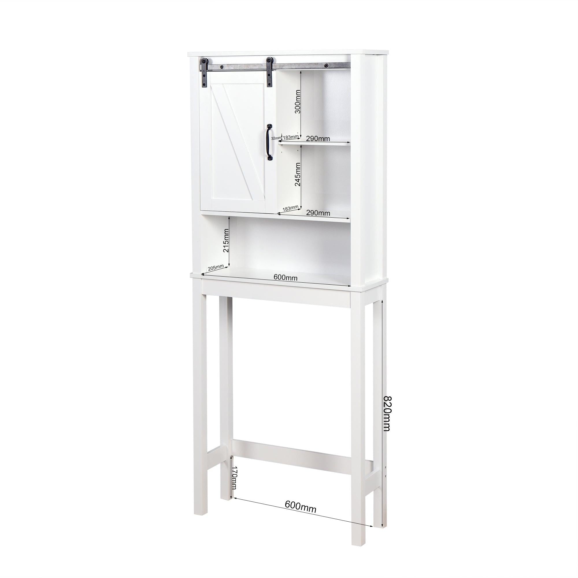 Over-the-ToiletStorage Cabinet, Space-Saving Bathroom Cabinet, with Adjustable Shelves and A Barn Door 27.16 x 9.06 x 67 inch