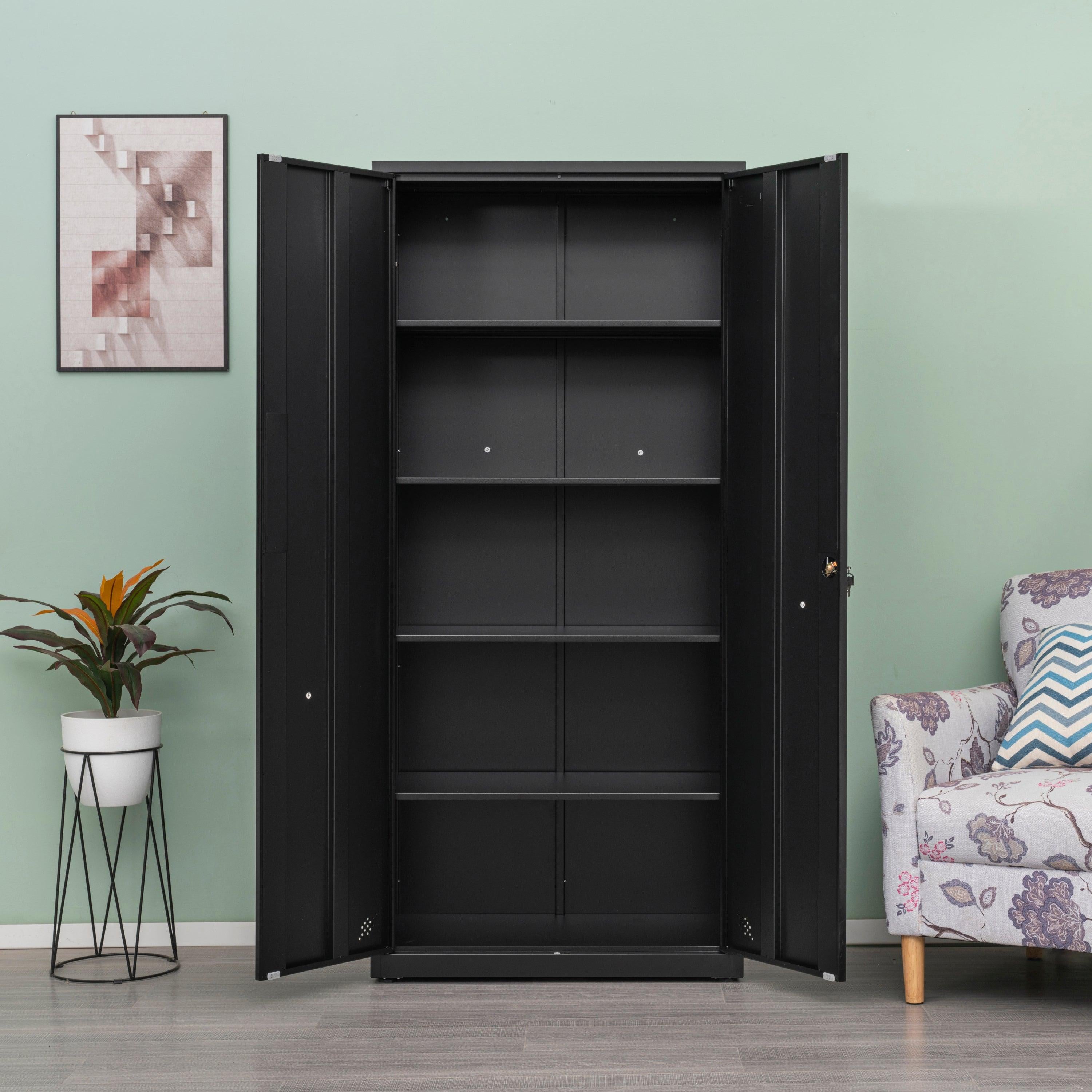 HighStorage Cabinet with 2 Doors and 4 Partitions to Separate 5Storage Spaces, Home/ Office Design