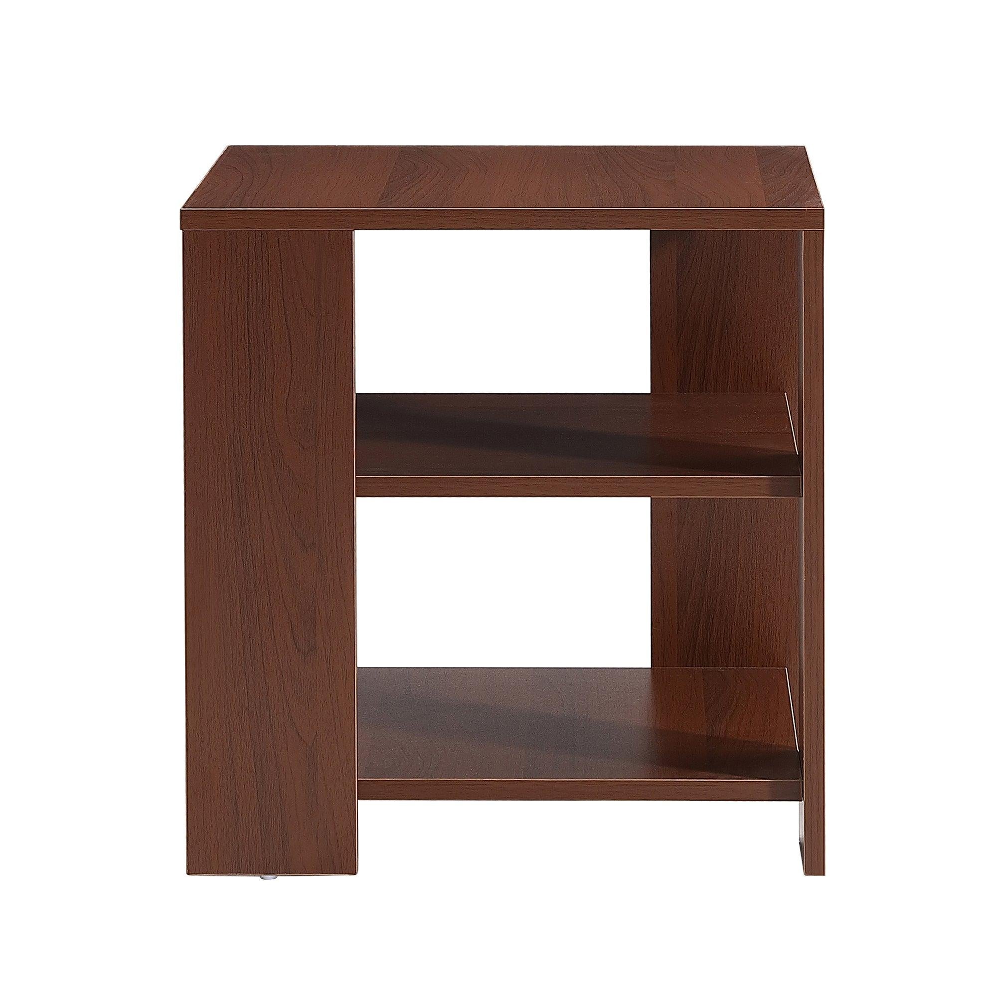 Square side table,simple style design,3-tier end table,wood living room nightstand,bedroom,easy assembly,1-pack, classic brown