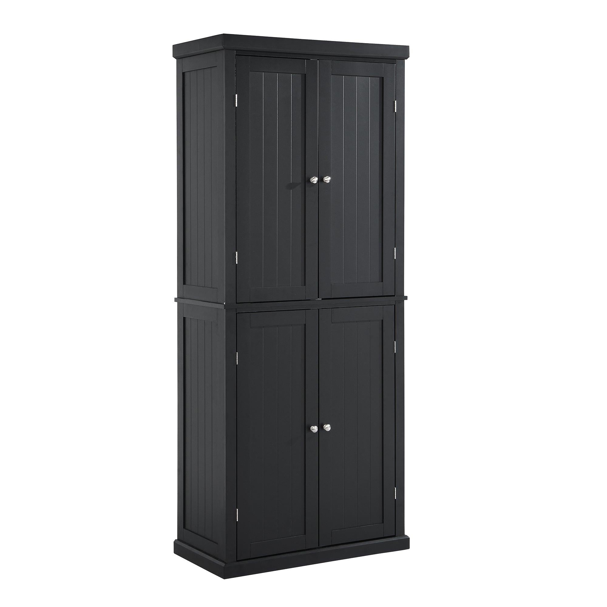 Freestanding Tall Kitchen Pantry, 72.4" Minimalist KitchenStorage Cabinet Organizer with 4 Doors and Adjustable Shelves, Black