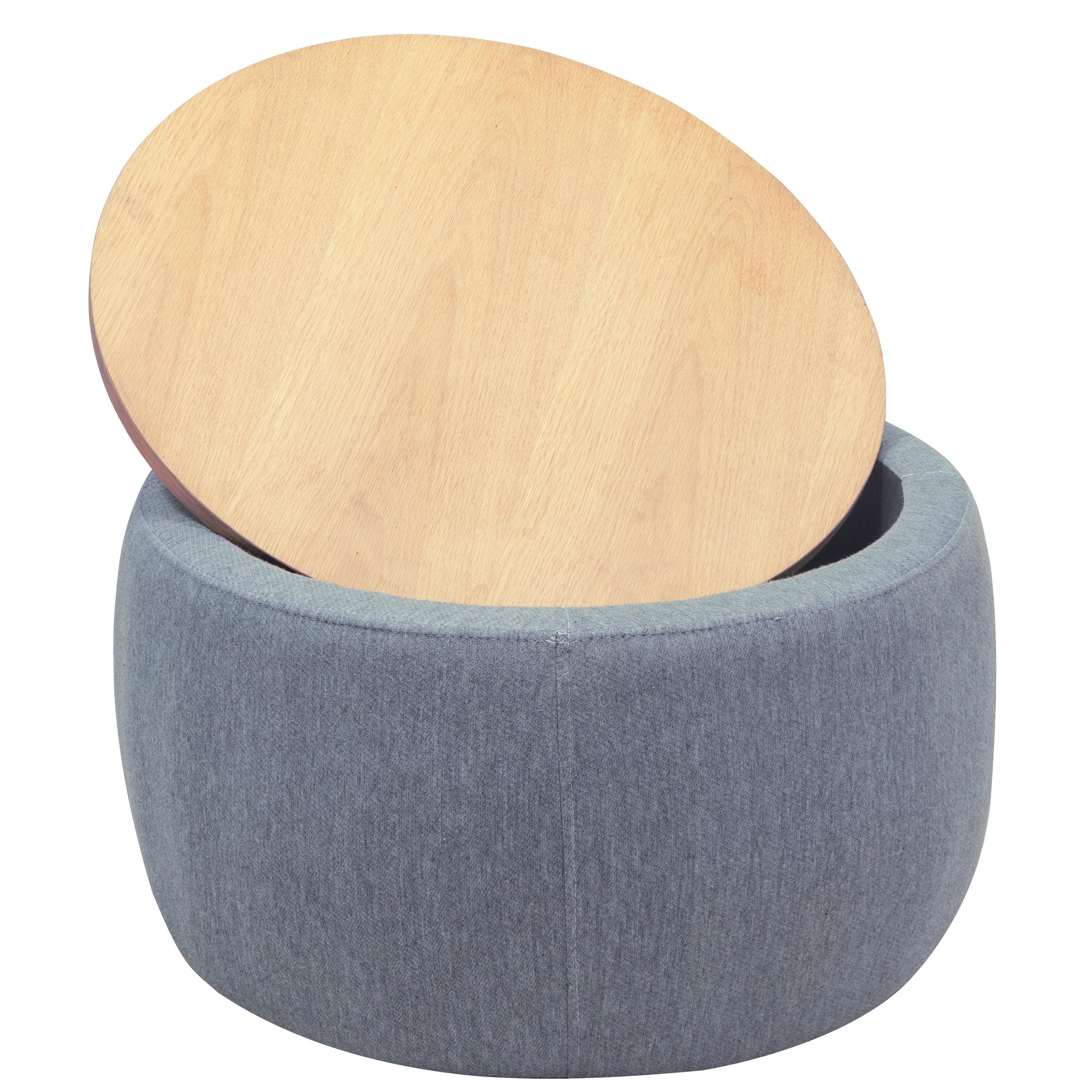 RoundStorage Ottoman, 2 in 1 Function, Work as End table and Ottoman, Dark Grey (25.5"x25.5"x14.5")