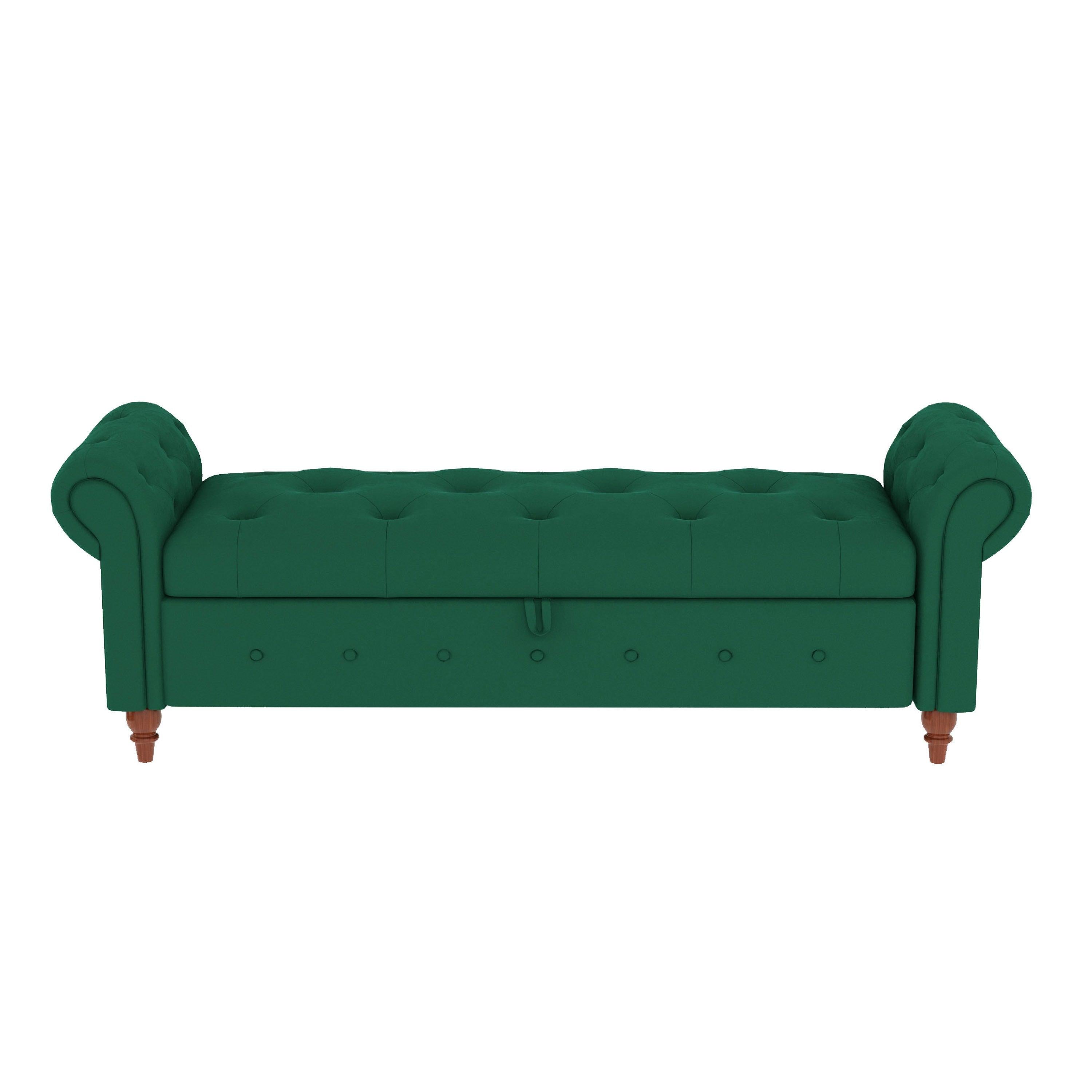 63" Bed Bench Green Velvet