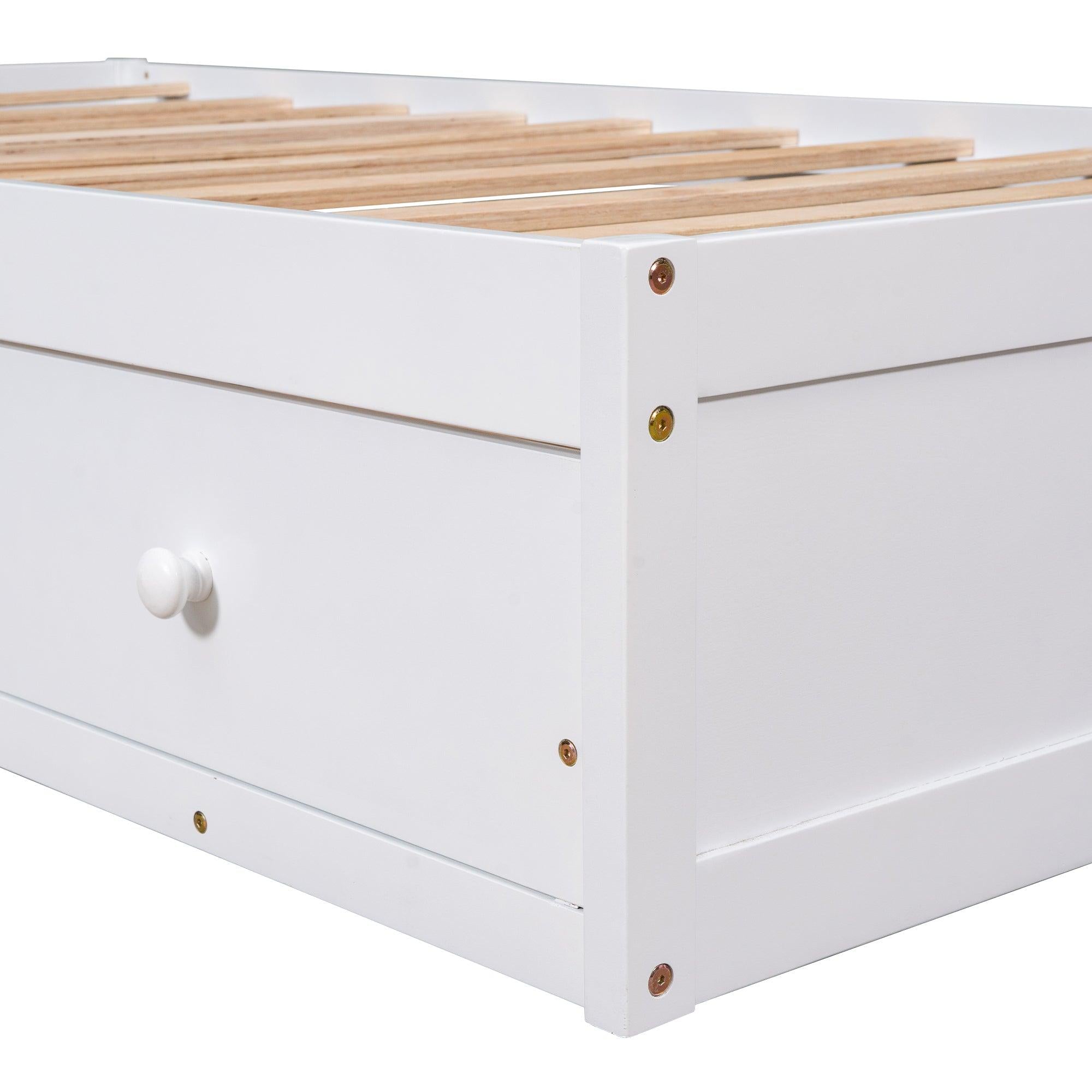 Twin Size PlatformStorage Bed with 3 Drawers,White