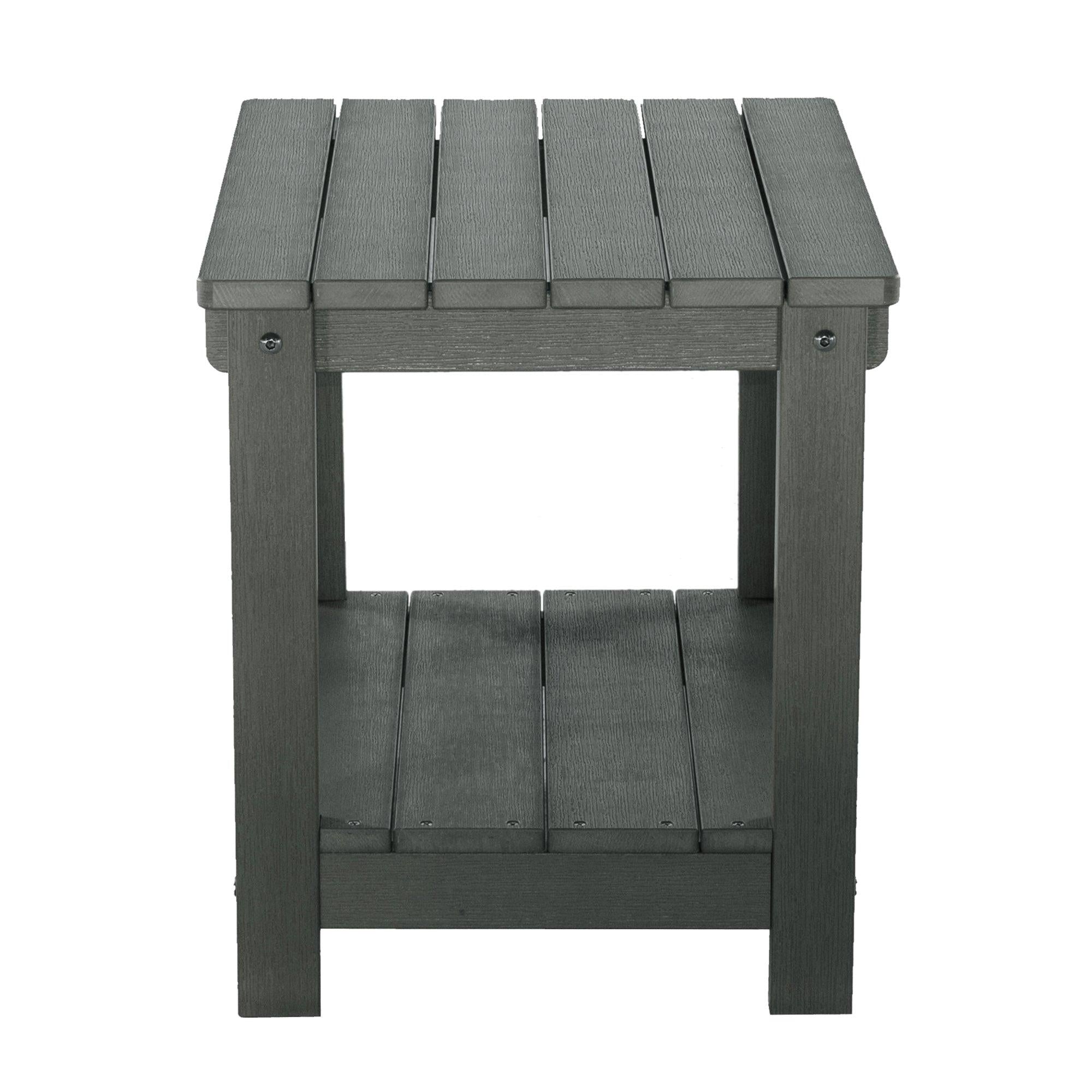 Key West Weather Resistant Outdoor Indoor Plastic Wood End Table, Patio Rectangular Side table, Small table for Deck, Backyards, Lawns, Poolside, and Beaches, Grey