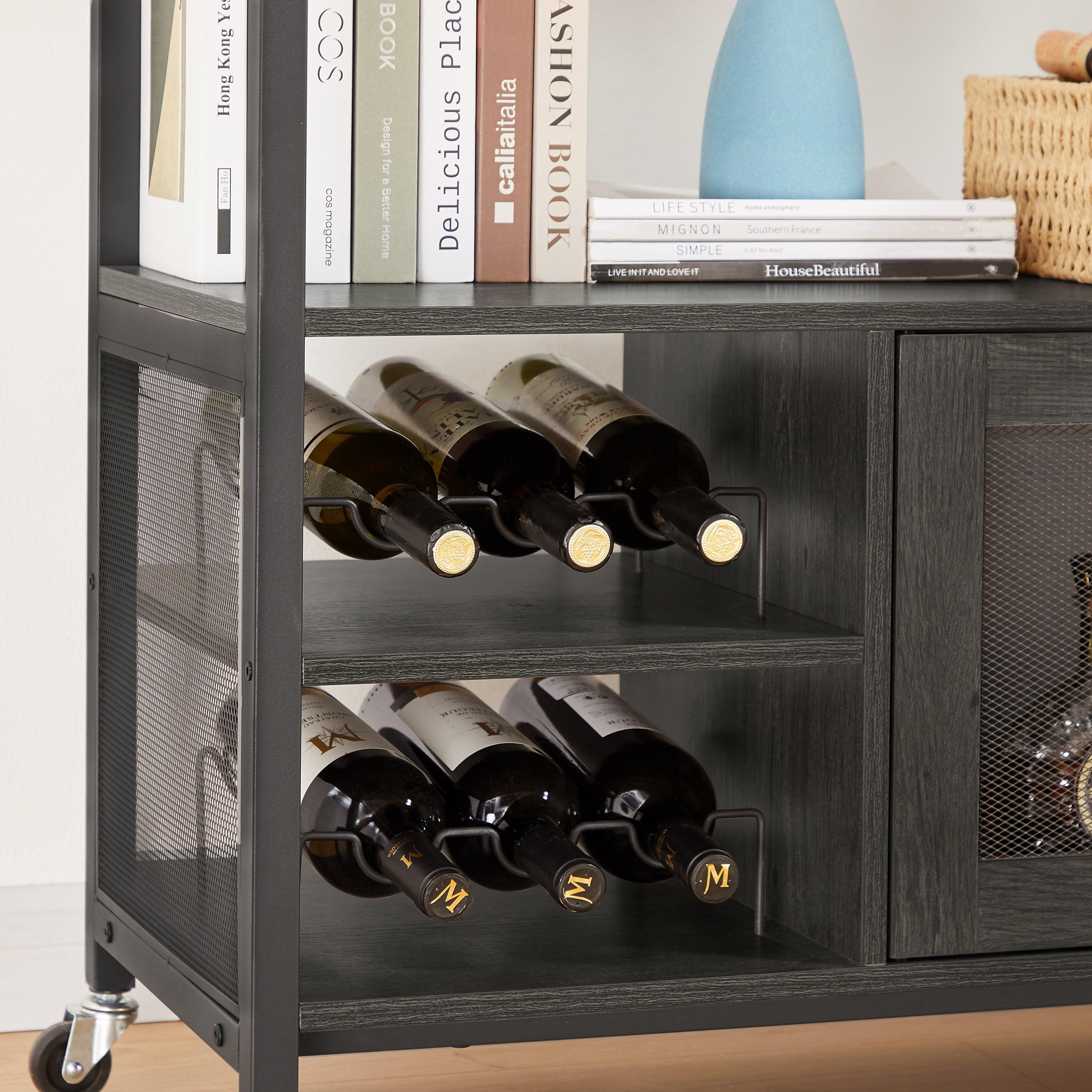 Wine shelf table,Modern wine bar cabinet, console table, bar table, TV cabinet, sideboard withStorage compartment, can be used in living room, dining room, kitchen, entryway, hallway.Dark Grey.