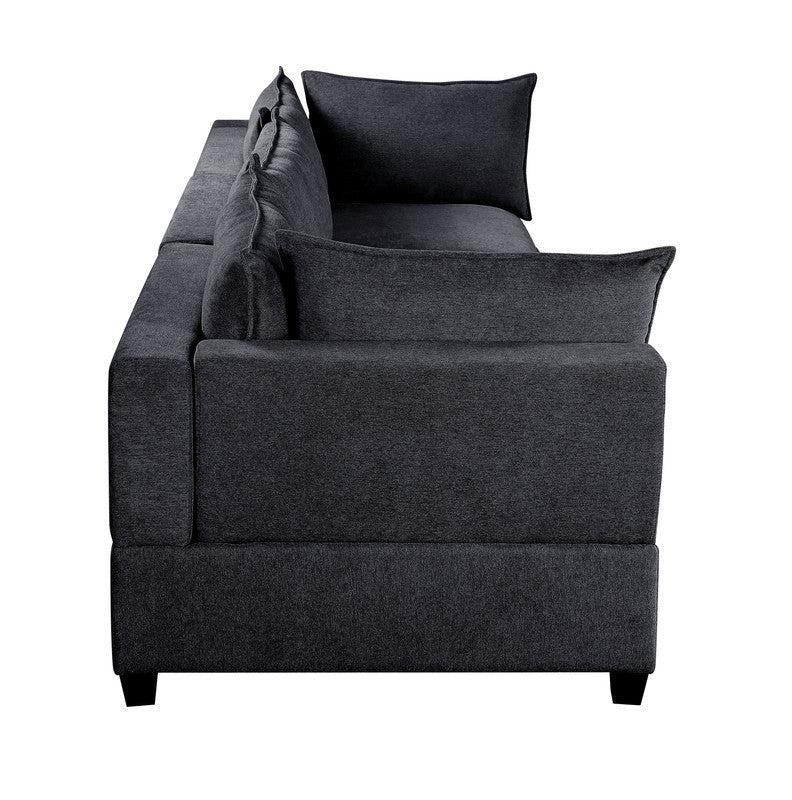 Madison Dark Gray Fabric Sofa Loveseat Living Room Set