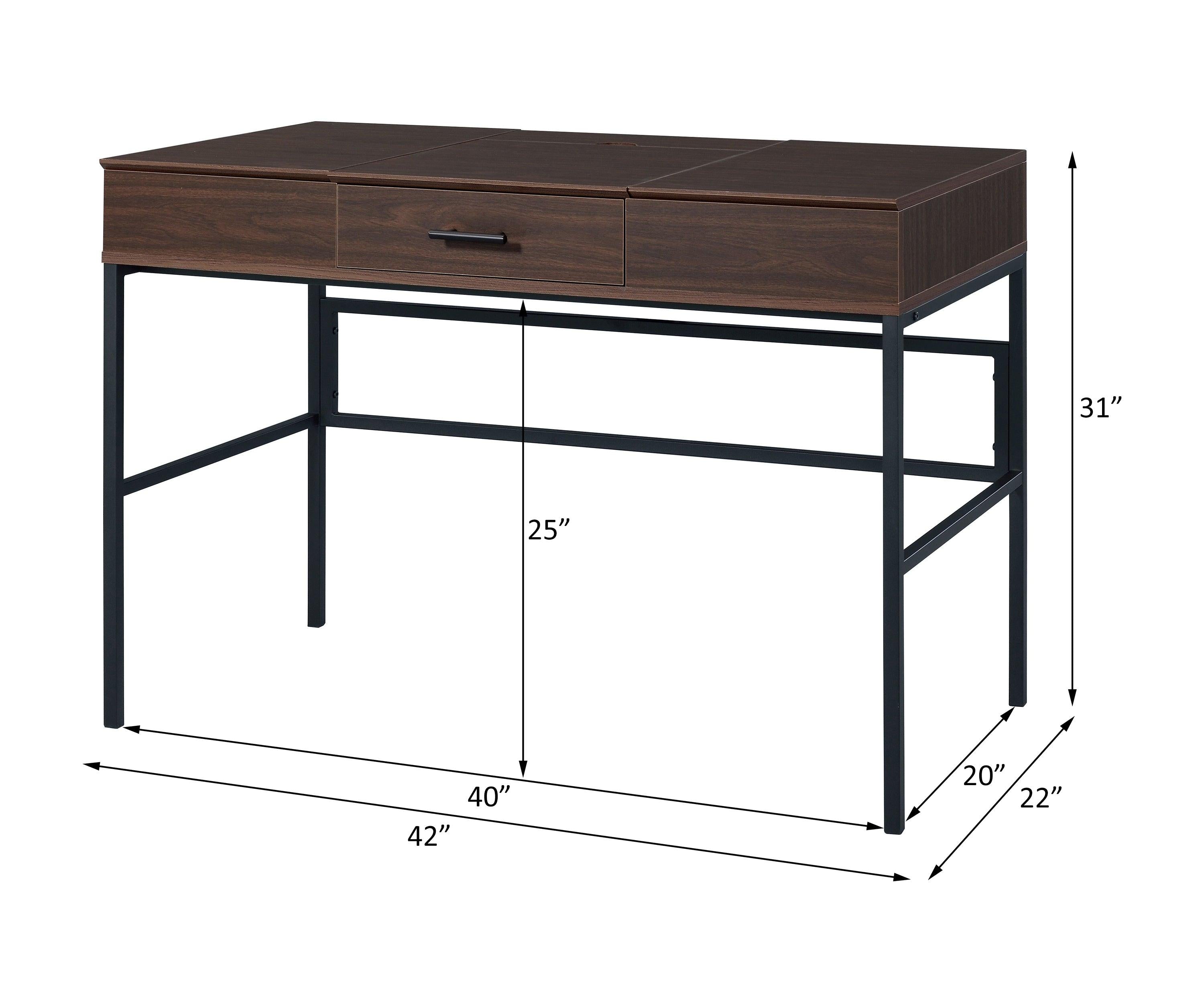 ACME Verster Built-in USB Port Writing Desk, Oak & Black Finish 93092