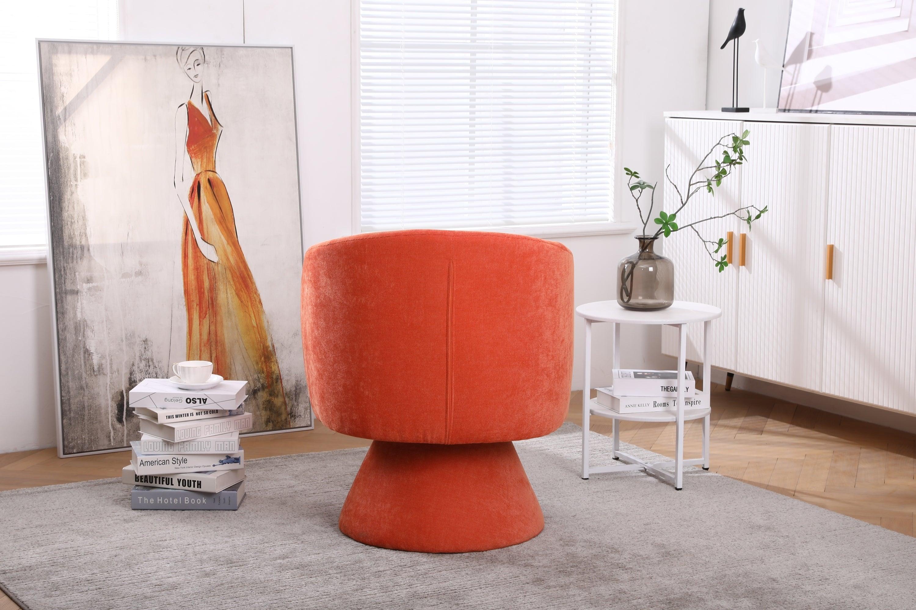 Swivel Accent Chair Armchair, Round Barrel Chair in Fabric for Living Room Bedroom(Orange)