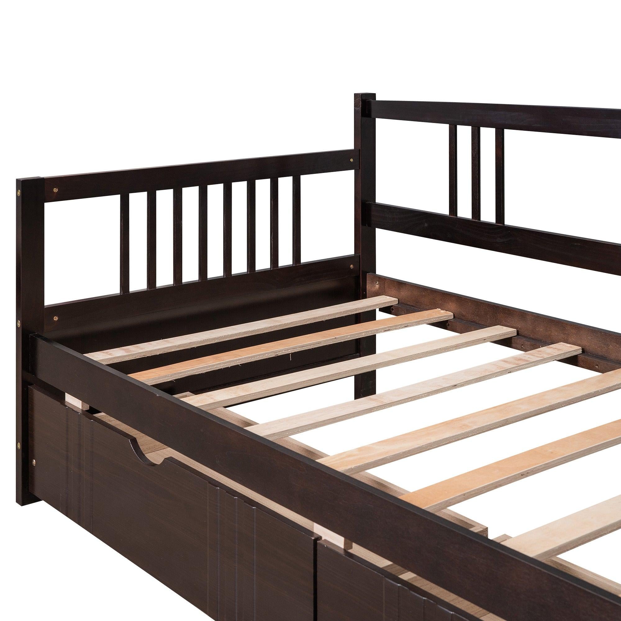 Twin Size Daybed Wood Bed with Two Drawers,Espresso