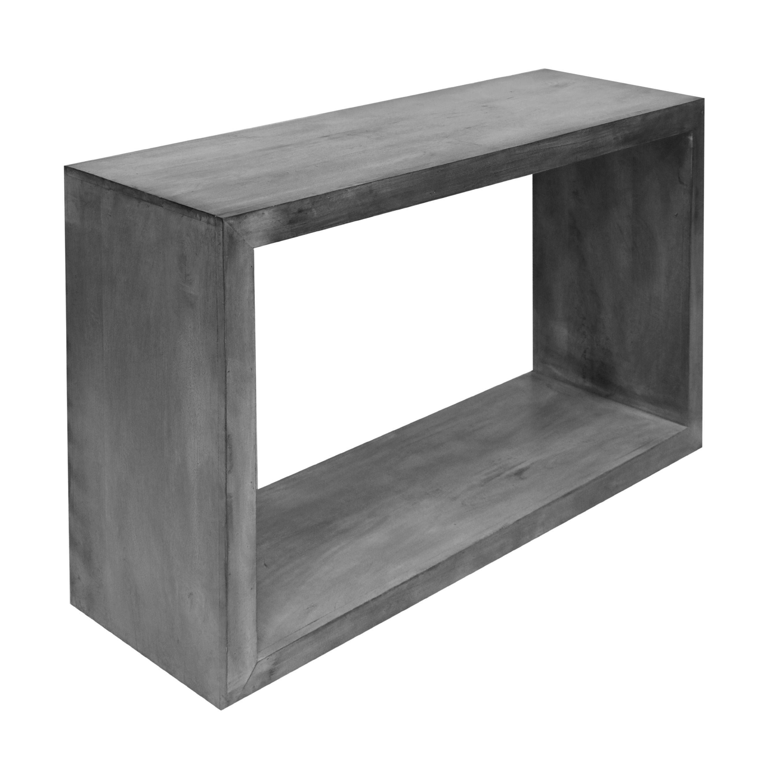 52" Cube Shape Wooden Console Table with Open Bottom Shelf, Charcoal Gray image