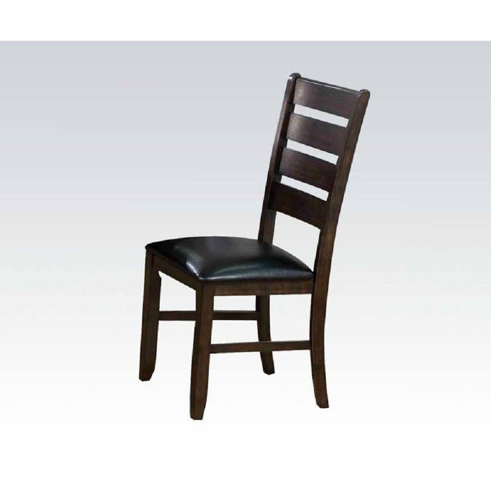 ACME Urbana Side Chair (Set-2) in Black PU & Espresso 74624 image