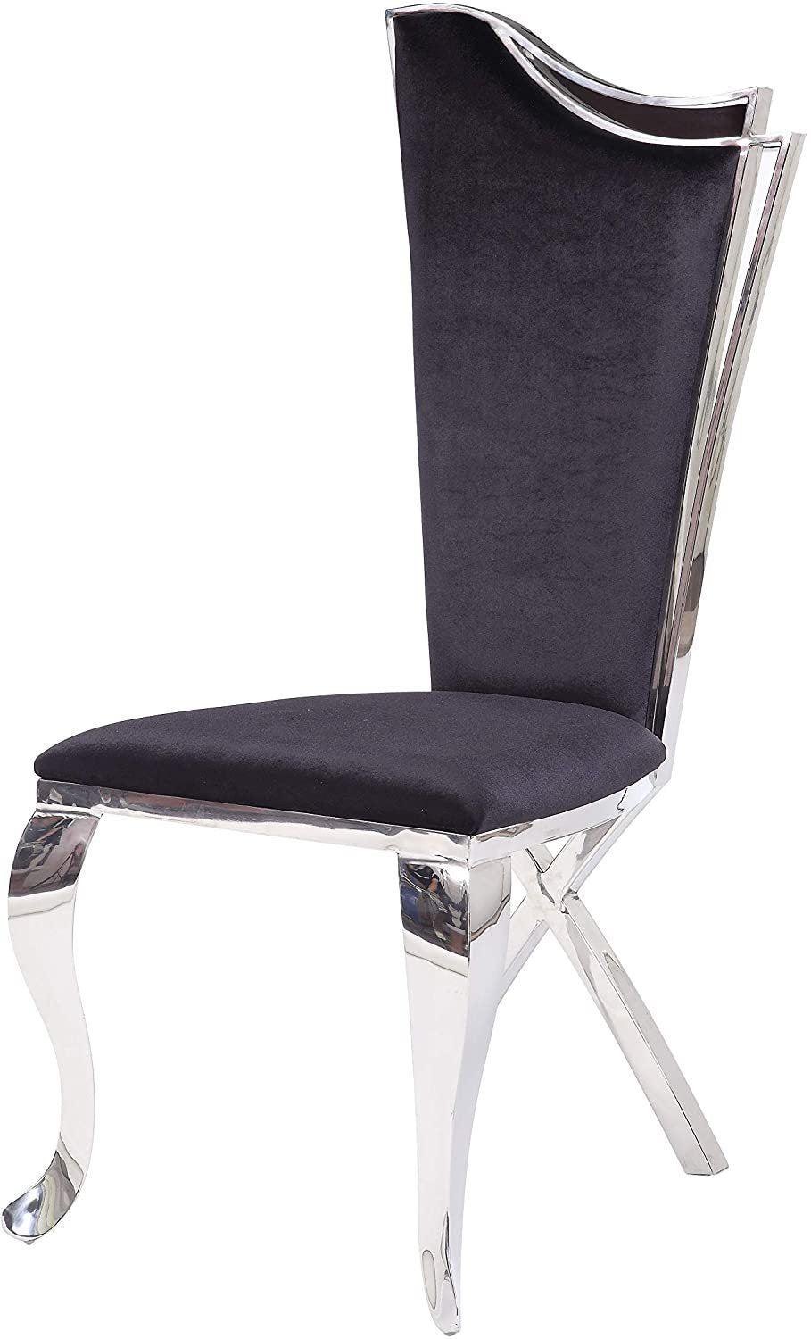 ACME Cyrene Side Chair (Set-2) in Fabric & Stainless Steel 62079