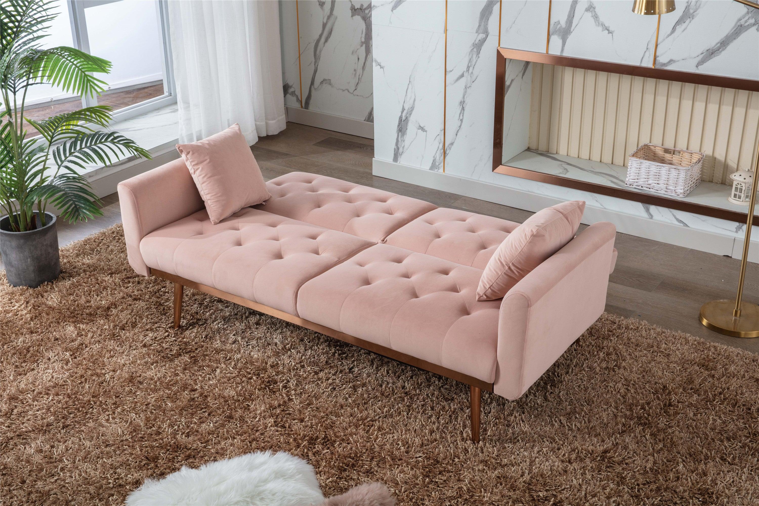 Velvet  Sofa , Accent sofa .loveseat sofa with rose ld metal feet  and