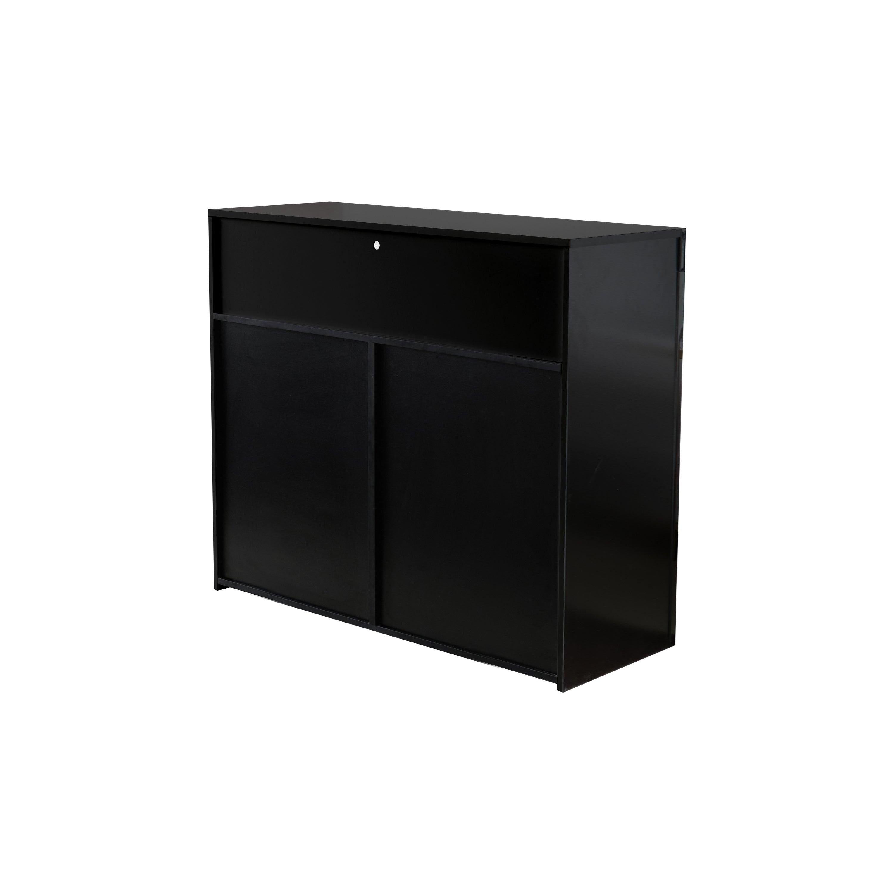 Living Room SideboardStorage Cabinet Black High Gloss with LED Light,Modern Kitchen Unit Cupboard Buffet WoodenStorage Display Cabinet TV Stand with 2 Doors for Hallway Dining Room