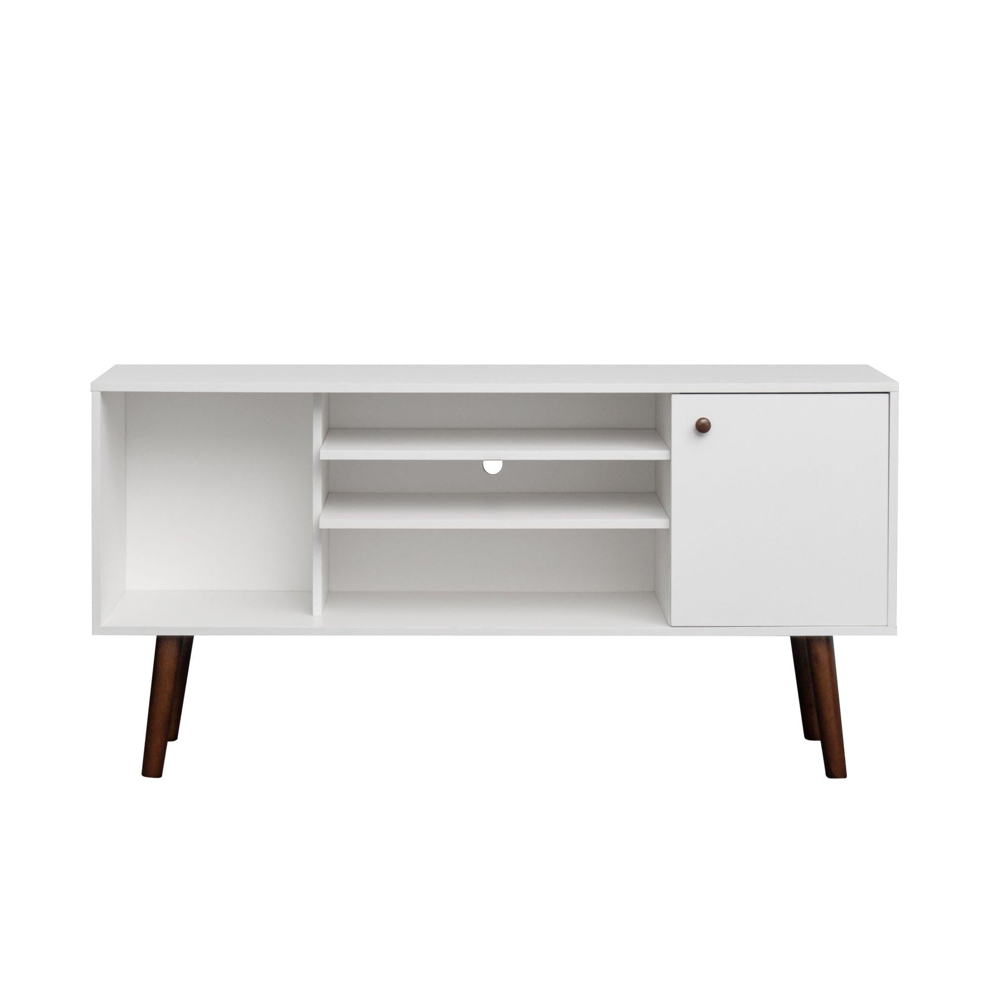 TV Stand Use in Living Room Furniture with 1Storage and 2 shelves Cabinet, high quality particle board,White