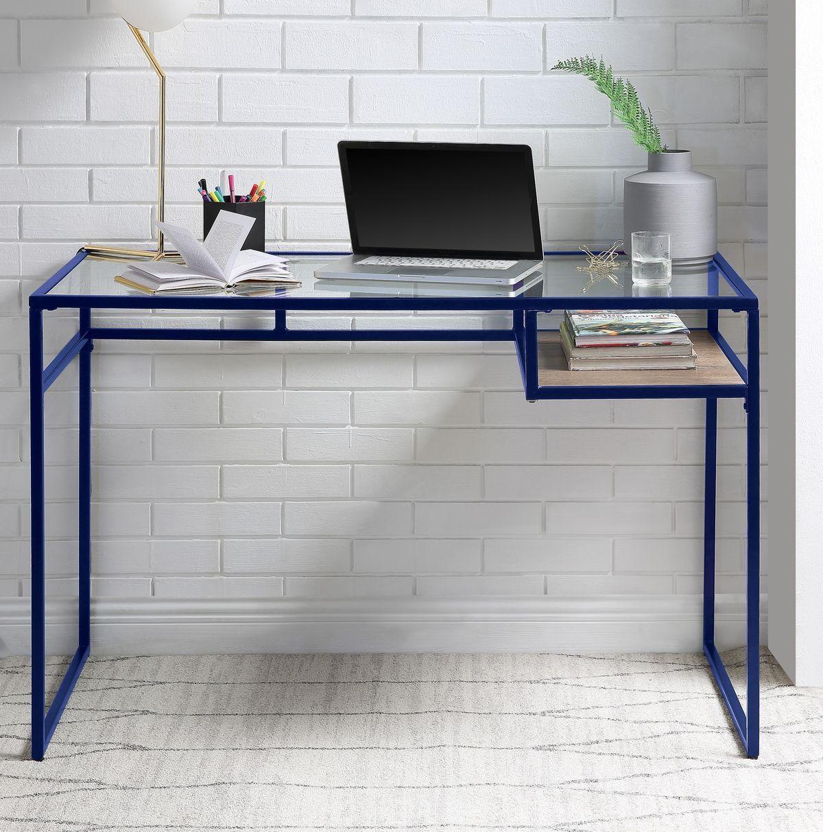 ACME Yasin Desk, Blue & Glass 92586 image